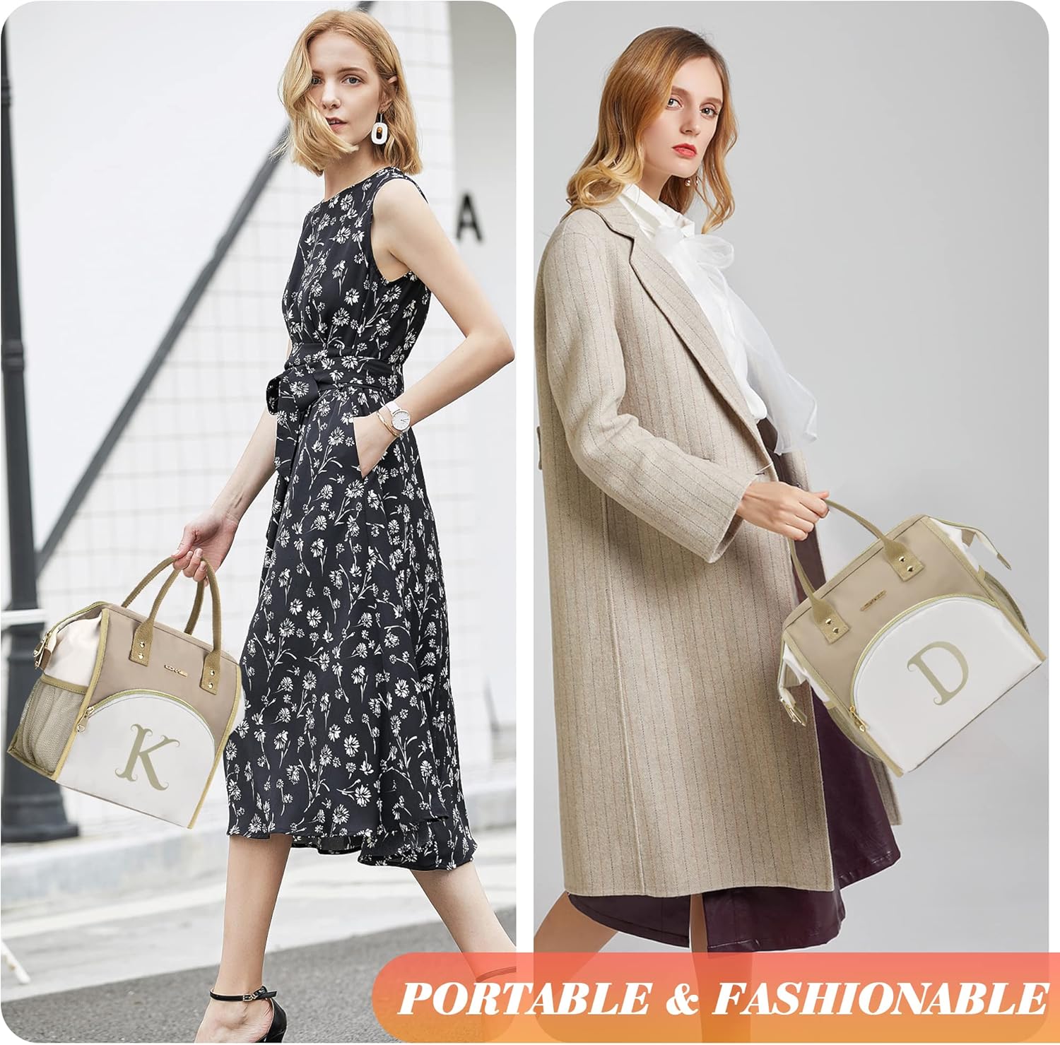 LOKASS Lonchera personalizada para mujeres, lonchera aislada con inicial R para adultos, bolsa de almuerzo para el trabajo, regalos para el