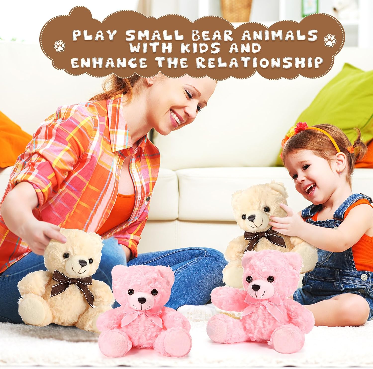 Jenaai 15 piezas de osos de peluche de osos de 8 pulgadas, osos suaves a granel con lazo de cinta, regalo de San Valentín, cumpleaños, baby shower,