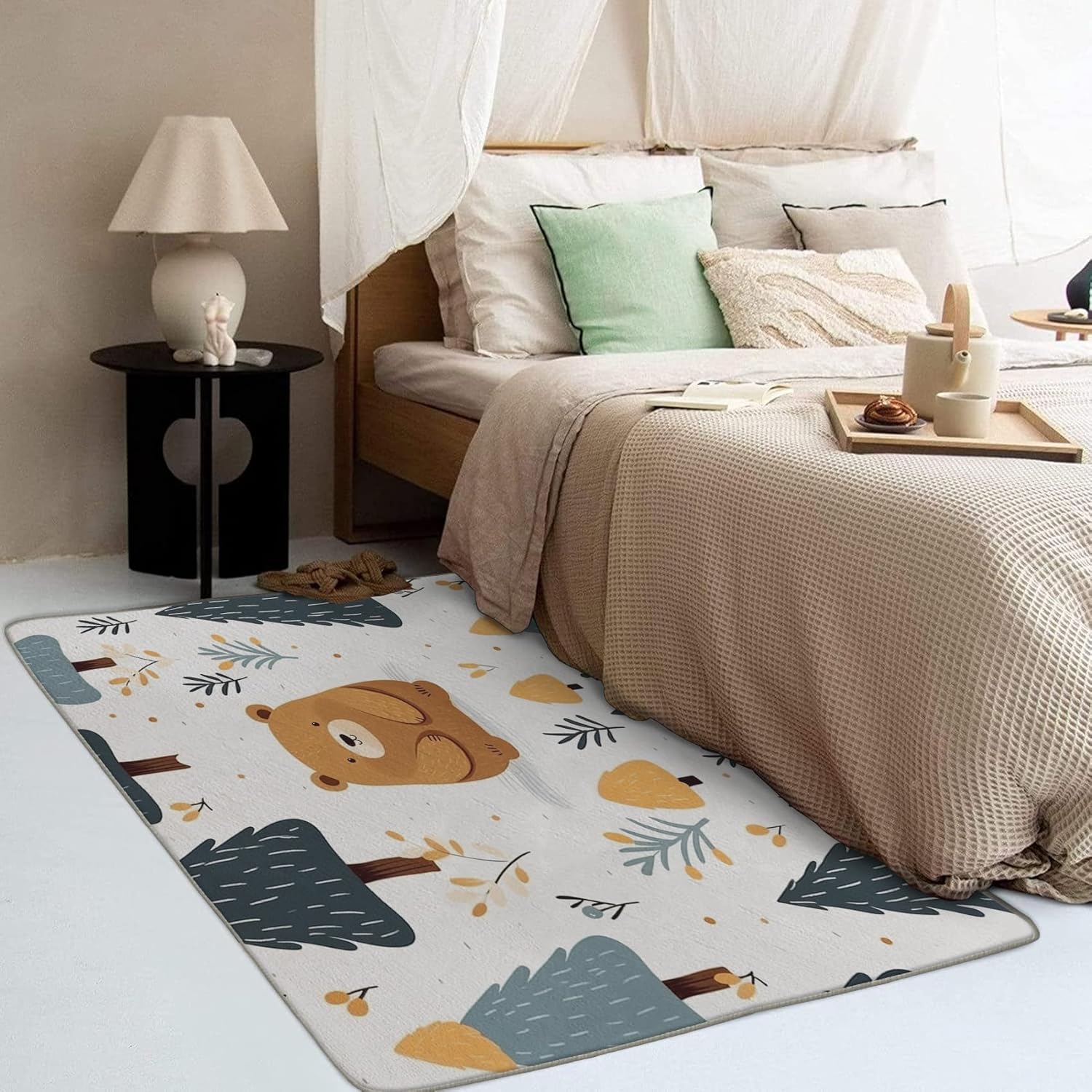 Alfombra para niños y decoración del hogar, alfombra de 3 x 4, lindas alfombras de oso para sala de estar, dormitorio, alfombra de animales de