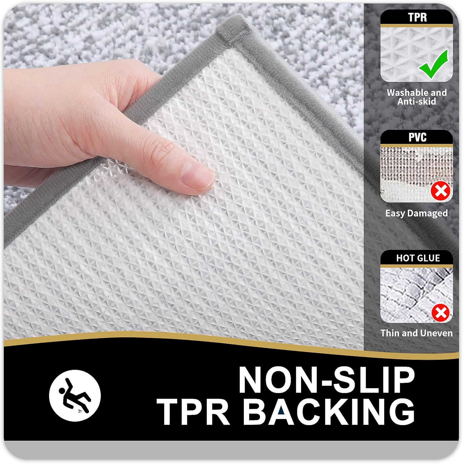 OLANLY Alfombras de baño de lujo en forma de U de 24 x 20 pulgadas, alfombras de baño de microfibra extrasuaves y absorbentes, tapete de baño de