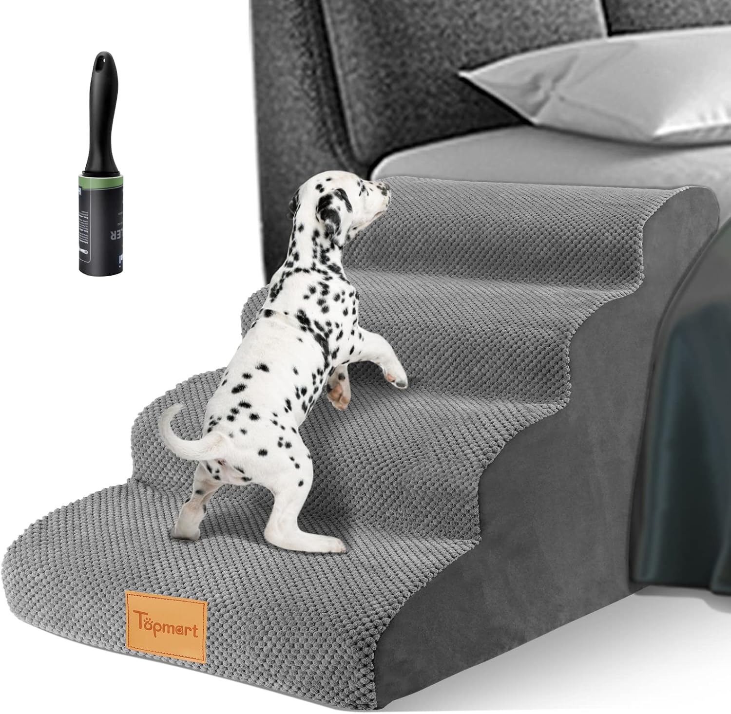 Topmart Escalones de espuma de alta densidad para perros de 4 niveles, peldaños profundos extra anchos, escaleras antideslizantes para mascotas,