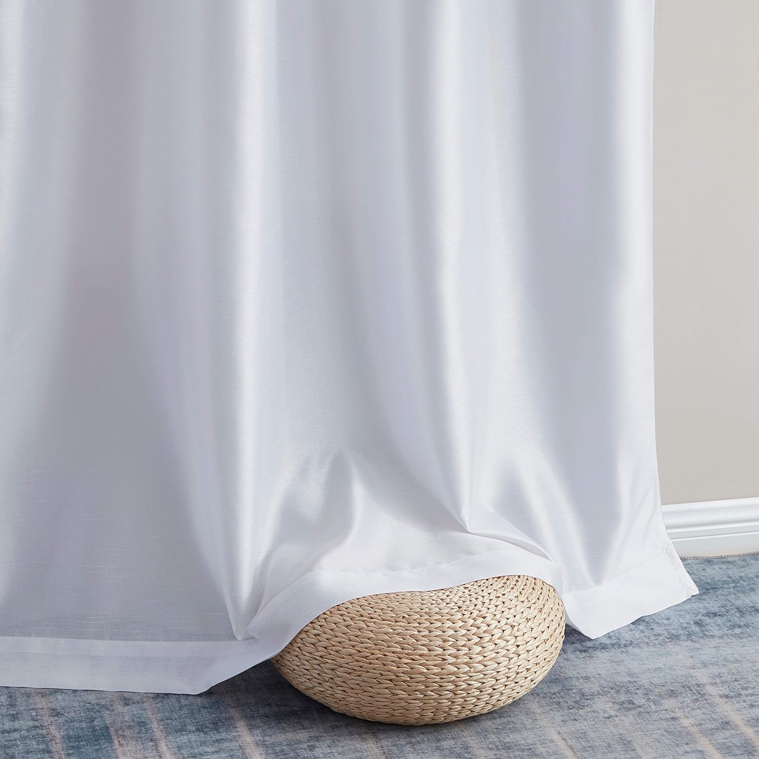 HLC.ME Jefferson – Cortinas ligeras de seda sintética semitransparente con forro de microfibra y ojales para ventana de dormitorio, comedor y sala