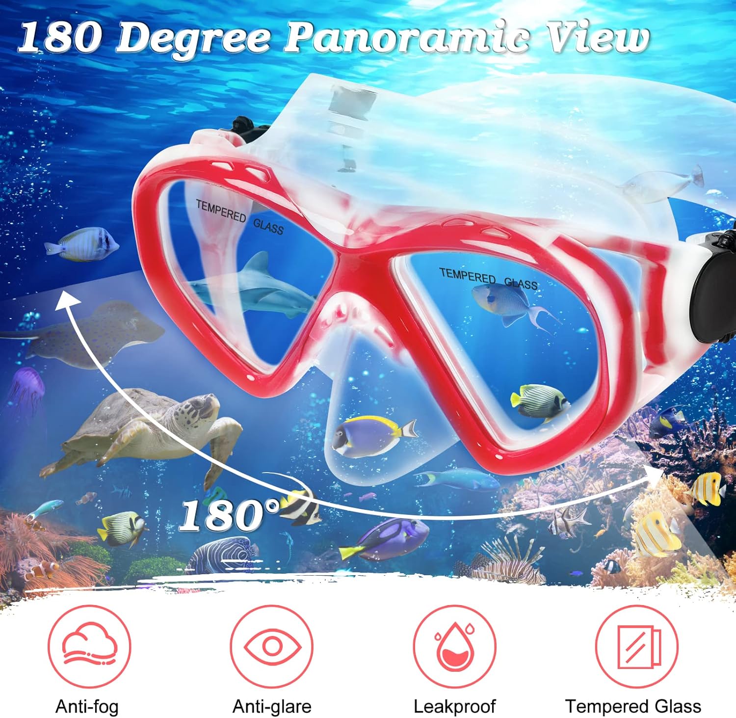 Kids Snorkel Set Dry Top Snorkeling Gear for Kids Youth Boys Girls Junior Age 5-15,Tempered Glass Swimming Diving Mask and Snorkel Set 180 Degree