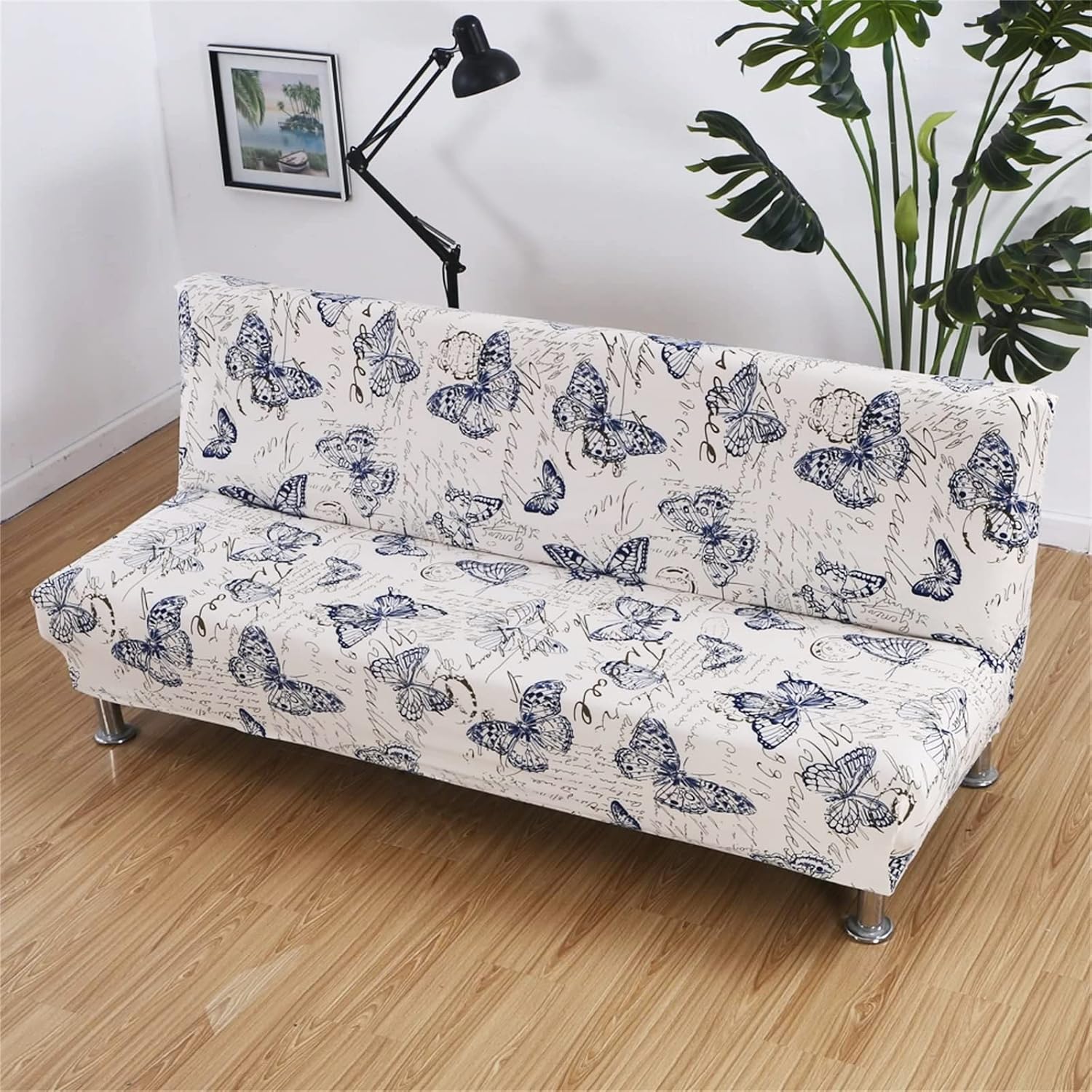 Fundas de futón sin brazos, funda elástica para sofá cama, funda de sofá sin brazos, protector de muebles con parte inferior elástica para sofá
