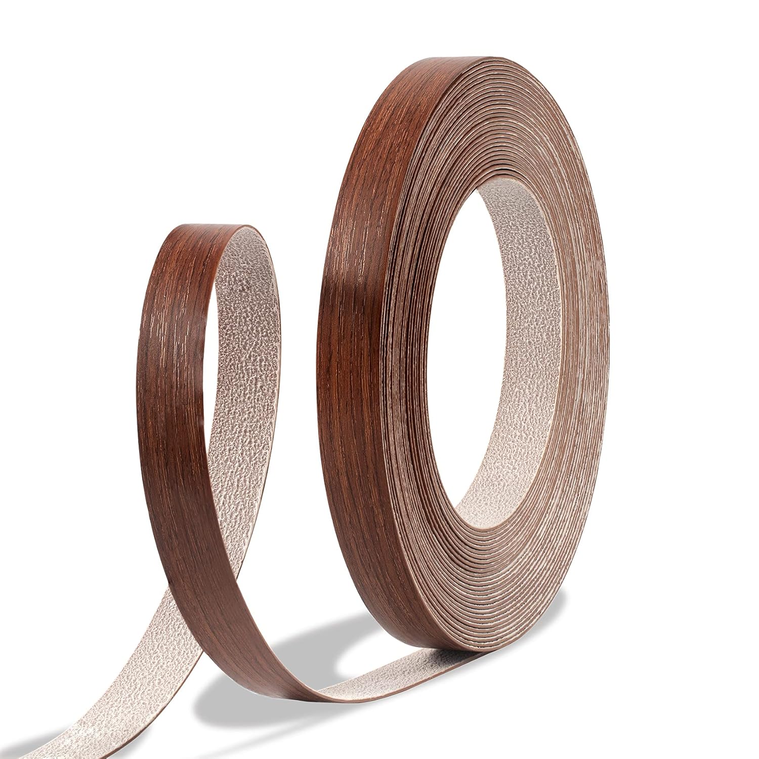 Bandas de borde de cerezo, rollo de bandas de borde de chapa de 34 pulgadas x 25 pies, bandas de cinta de PVC de madera prepegadas para reparación