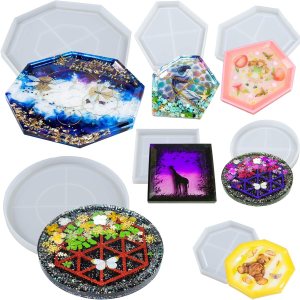 Juego de moldes de silicona de resina epoxi para bandeja de jabón, exhibición de joyas, placa de petri, hormigón, cemento, arcilla polimérica, 7 Juego de moldes de silicona de resina epoxi para bandeja de jabón, exhibición de joyas, placa de petri, hormigón, cemento, arcilla polimérica, 7