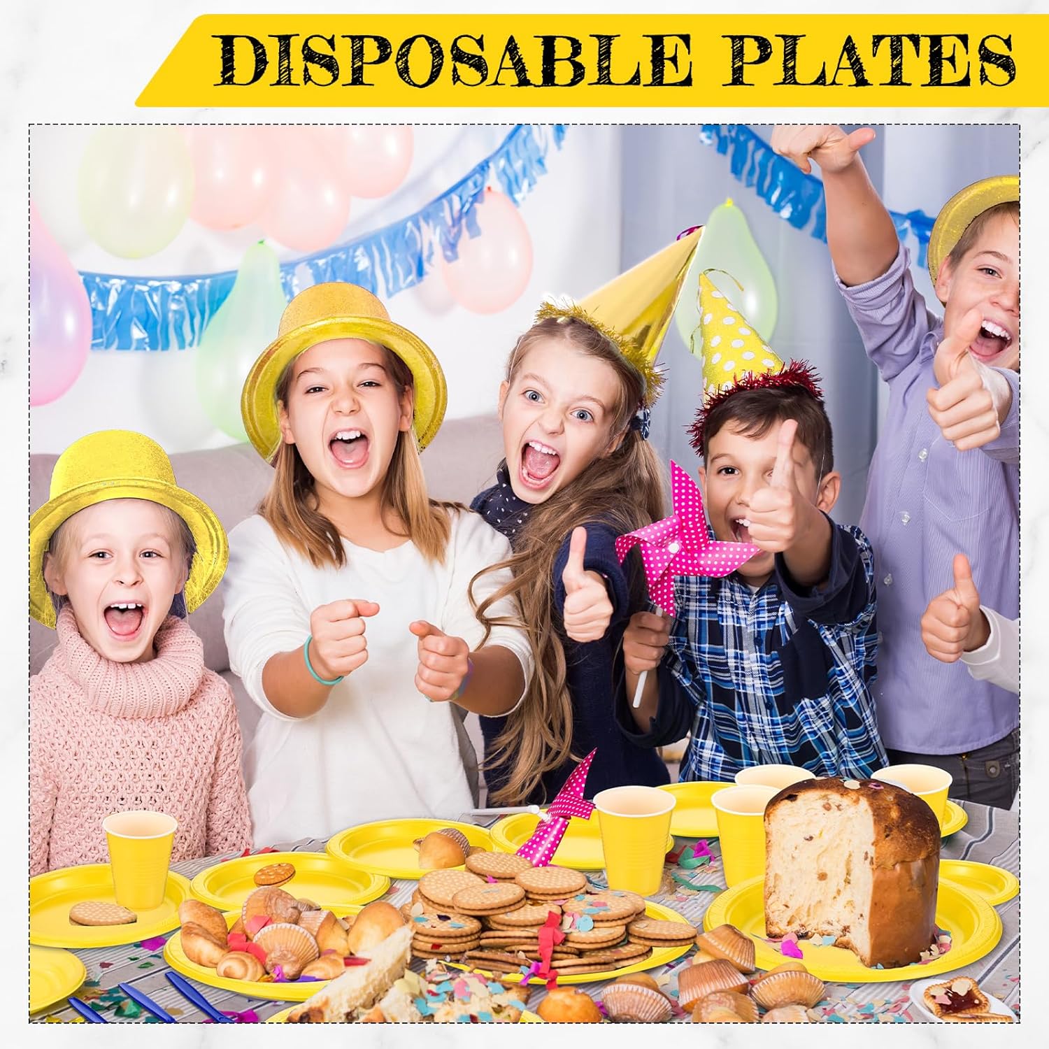 Uiifan 300 suministros desechables para fiestas, incluyen 50 platos llanos de plástico de 9 pulgadas, 50 platos de plástico de 7 pulgadas, 50 vasos
