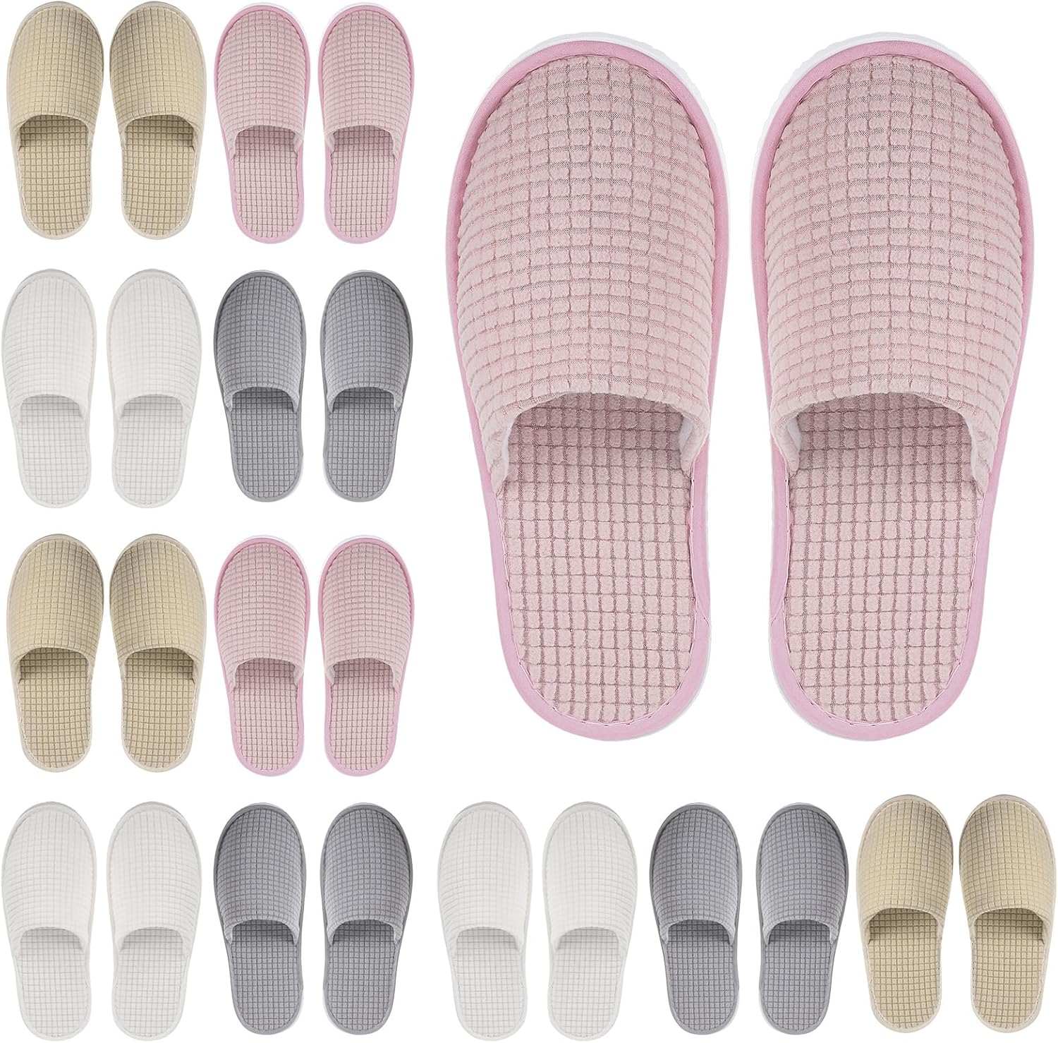 Geyoga 12 pares de pantuflas de casa para invitados, antideslizantes, desechables, para viajes, lavables, reutilizables, para hotel, dama de honor,