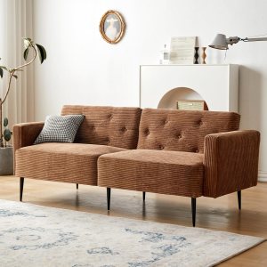 Cpintltr Sofá biplaza de terciopelo de 74 pulgadas, sofá cama convertible con patas de metal cónicas tapizadas, asientos muebles para sala de estar, Cpintltr Sofá biplaza de terciopelo de 74 pulgadas, sofá cama convertible con patas de metal cónicas tapizadas, asientos muebles para sala de estar,