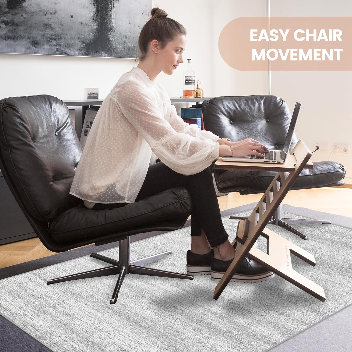 Tapete para silla de oficina para alfombra y suelo de madera dura, 2.62 libras antideslizante Hi-Q tapete para silla de escritorio para suelos de