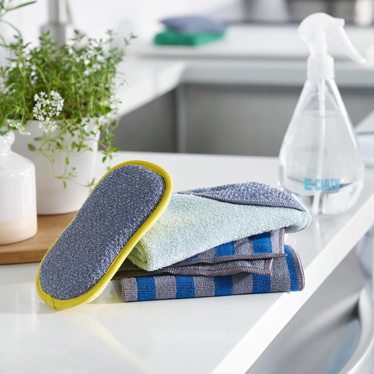 E-Cloth Limpieza de microfibra de cocina, embalaje ecológico, paño de fregar, paquete de 2