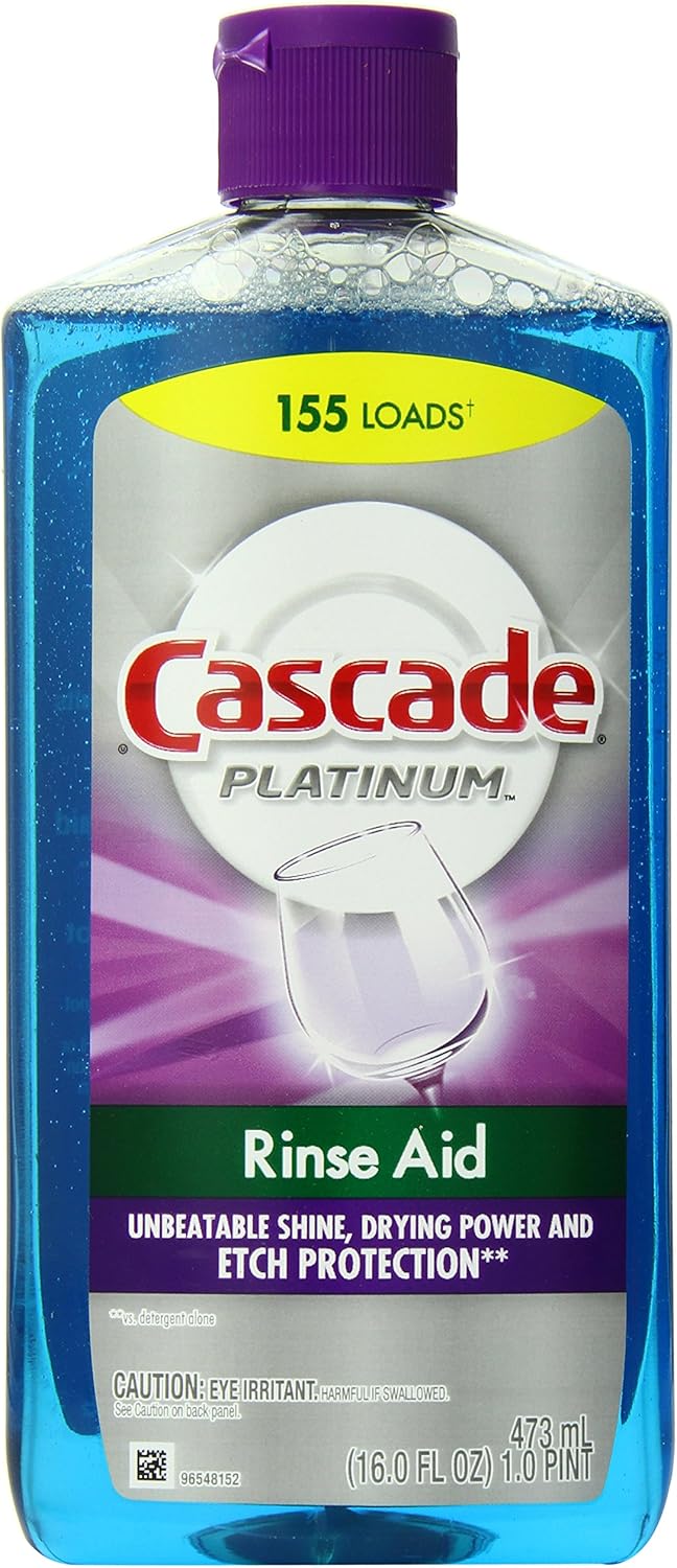 Cascade Rinse Aid Platinum – Agente para lavavajillas, regular, 16 onzas líquidas (paquete de 6)
