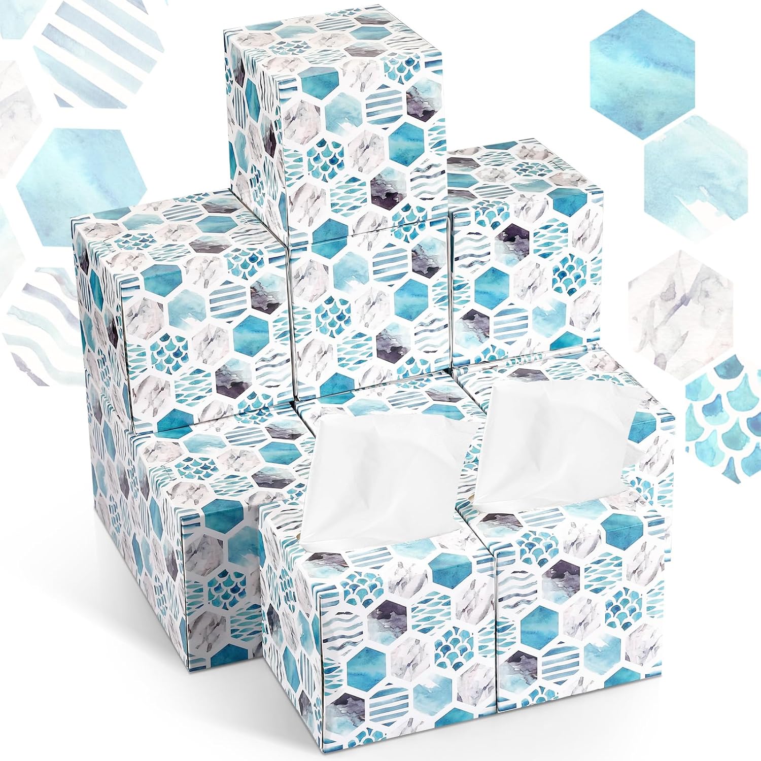 Paquete de 12 cajas de pañuelos faciales, caja de pañuelos con 80 pañuelos por caja, 2 capas de tejido facial suave a granel, caja cuadrada para