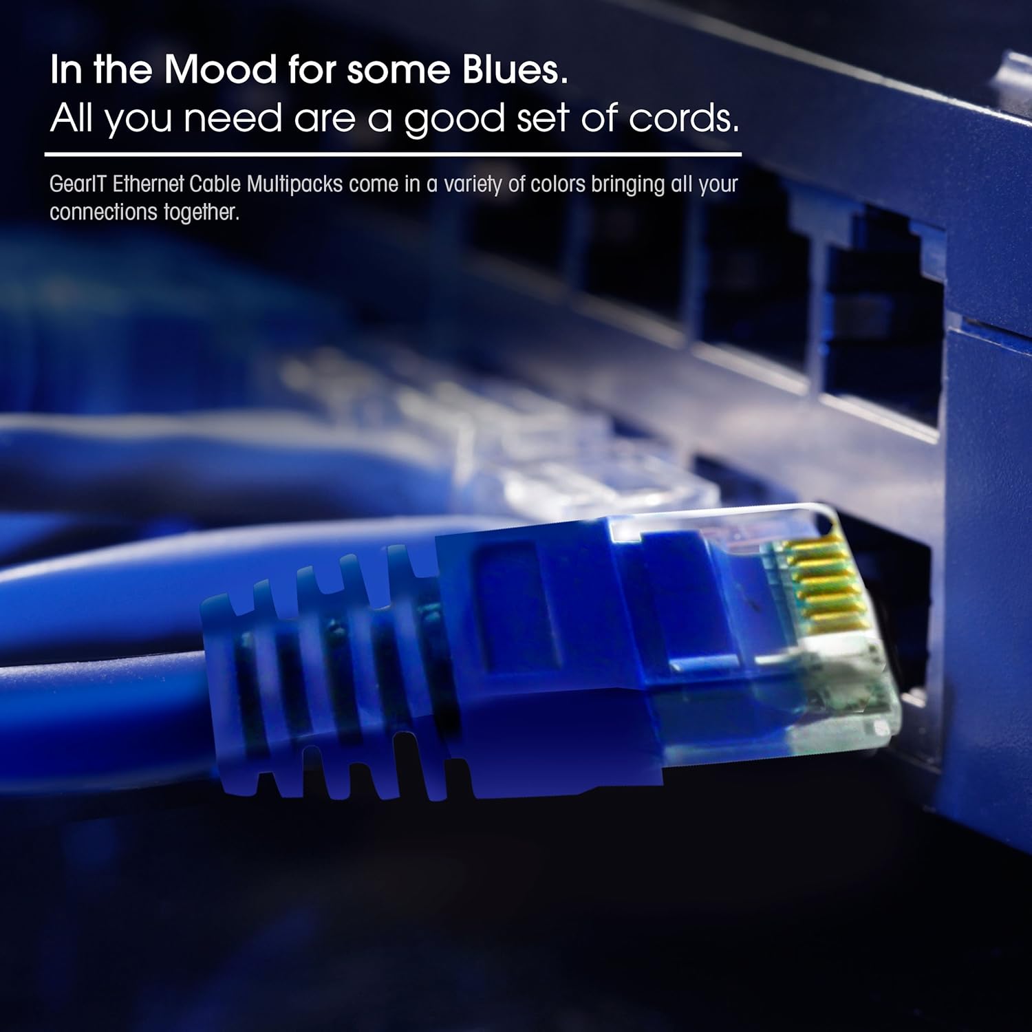 GearIT Paquete de 20 cables de conexión Ethernet Cat5e de 5 pies, cable de red LAN RJ45 sin enganches, color azul