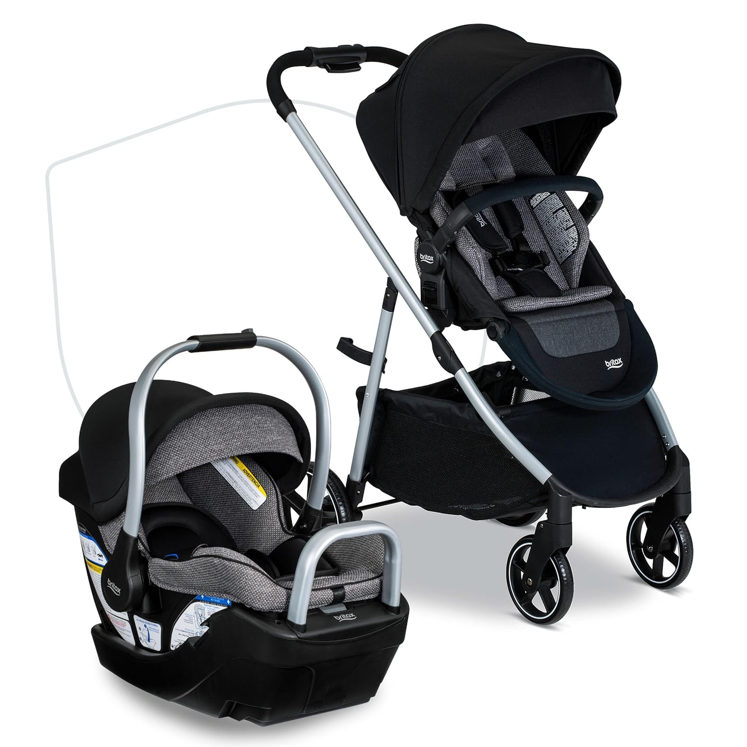 Britax Willow Grove SC – Sistema de viaje para bebé, asiento de automóvil infantil y cochecito combinado con base alpina, tecnología ClickTight,