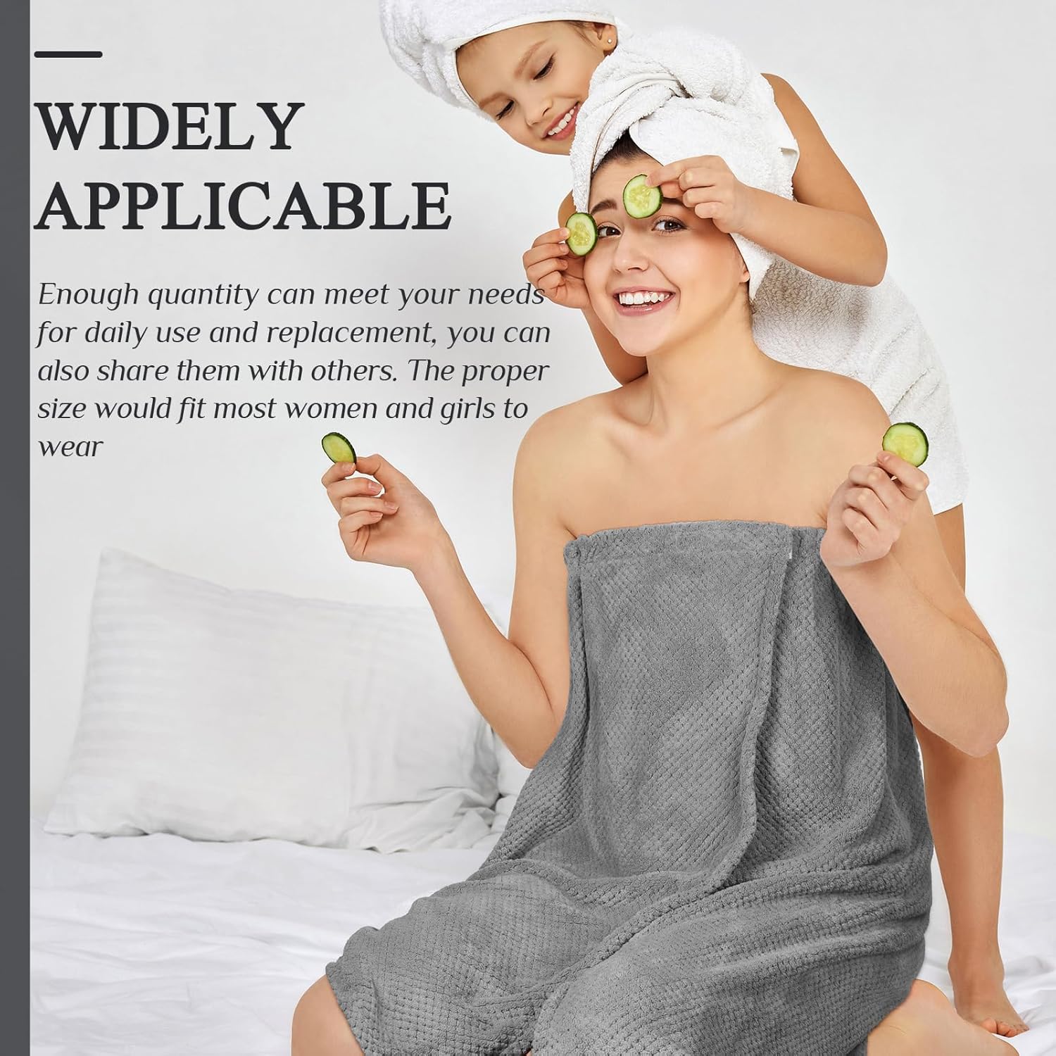 2 toallas envolventes para mujer, bata de spa ligera con cierre ajustable, parte superior elástica, bata de baño suave, envoltura de spa (gris, M)