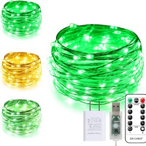 ErChen – Guirnalda de luces LED USB de doble color, 33 pies, 100 luces LED que cambian de color, regulables, 8 modos, alambre de cobre plateado, ErChen – Guirnalda de luces LED USB de doble color, 33 pies, 100 luces LED que cambian de color, regulables, 8 modos, alambre de cobre plateado,