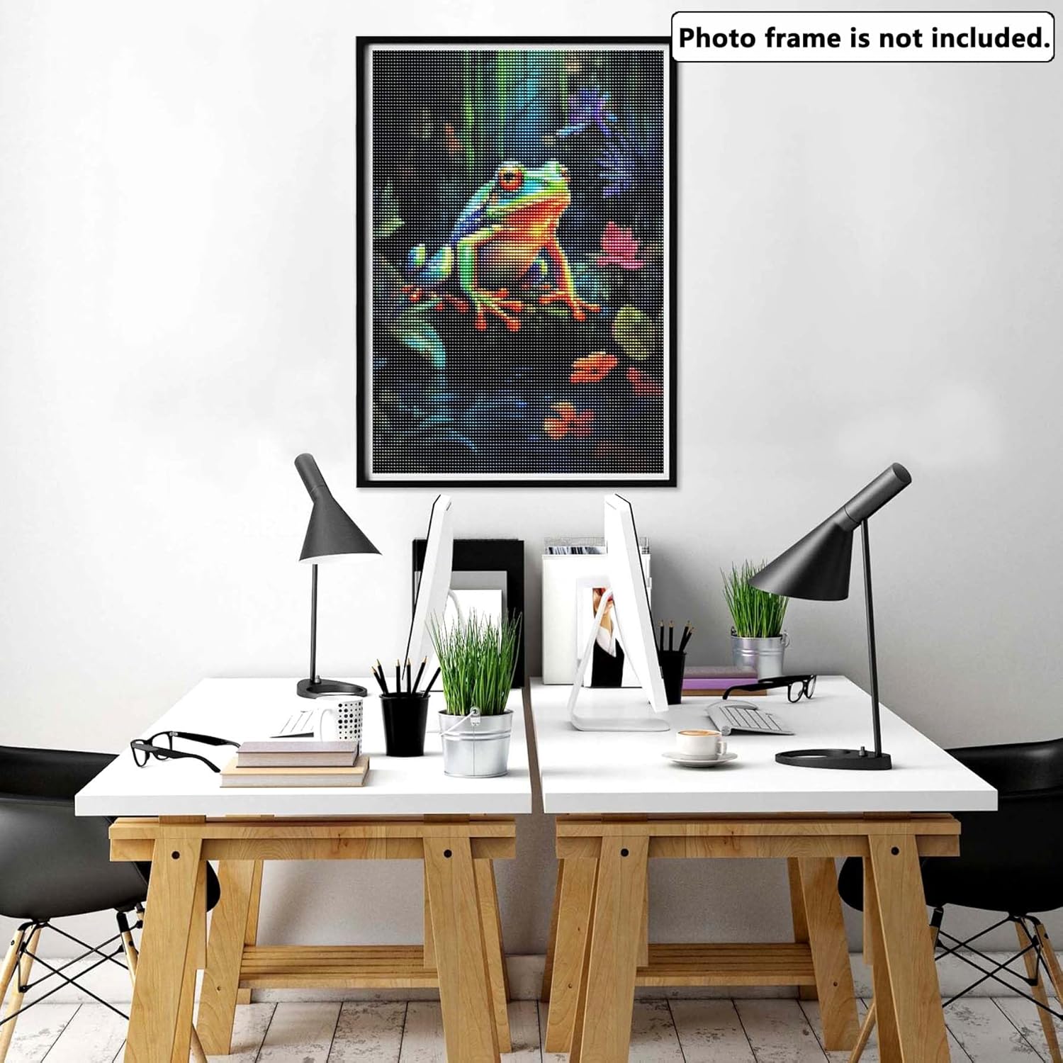 Yomiie Kits de pintura de diamantes 5D de ranas, pintura con diamantes, arte de animales del bosque, kit de taladro redondo completo, imagen