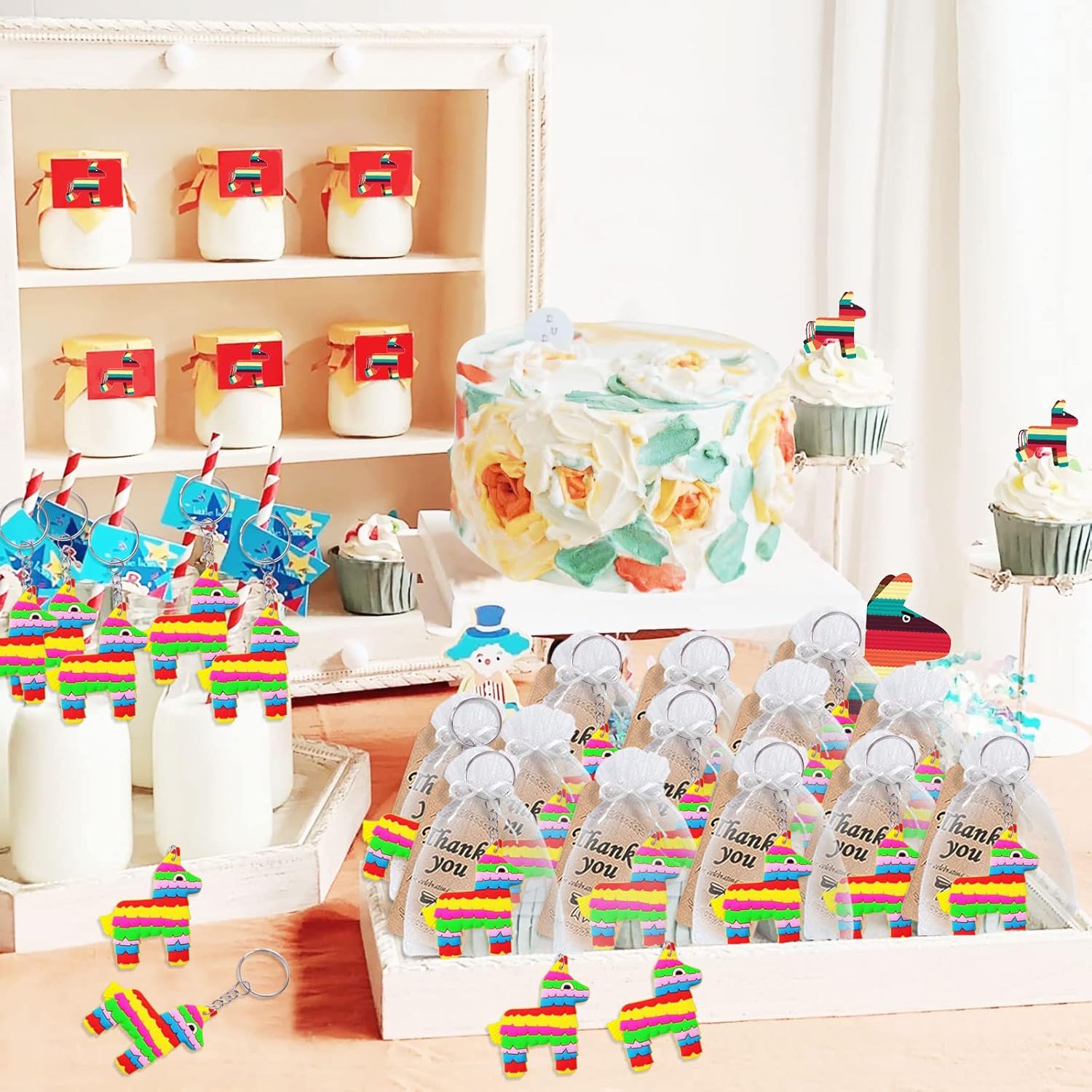 Paquete de 24 llaveros de burro de México, decoración de fiesta para invitados, fiesta temática de burro de México, baby shower, fiesta escolar,