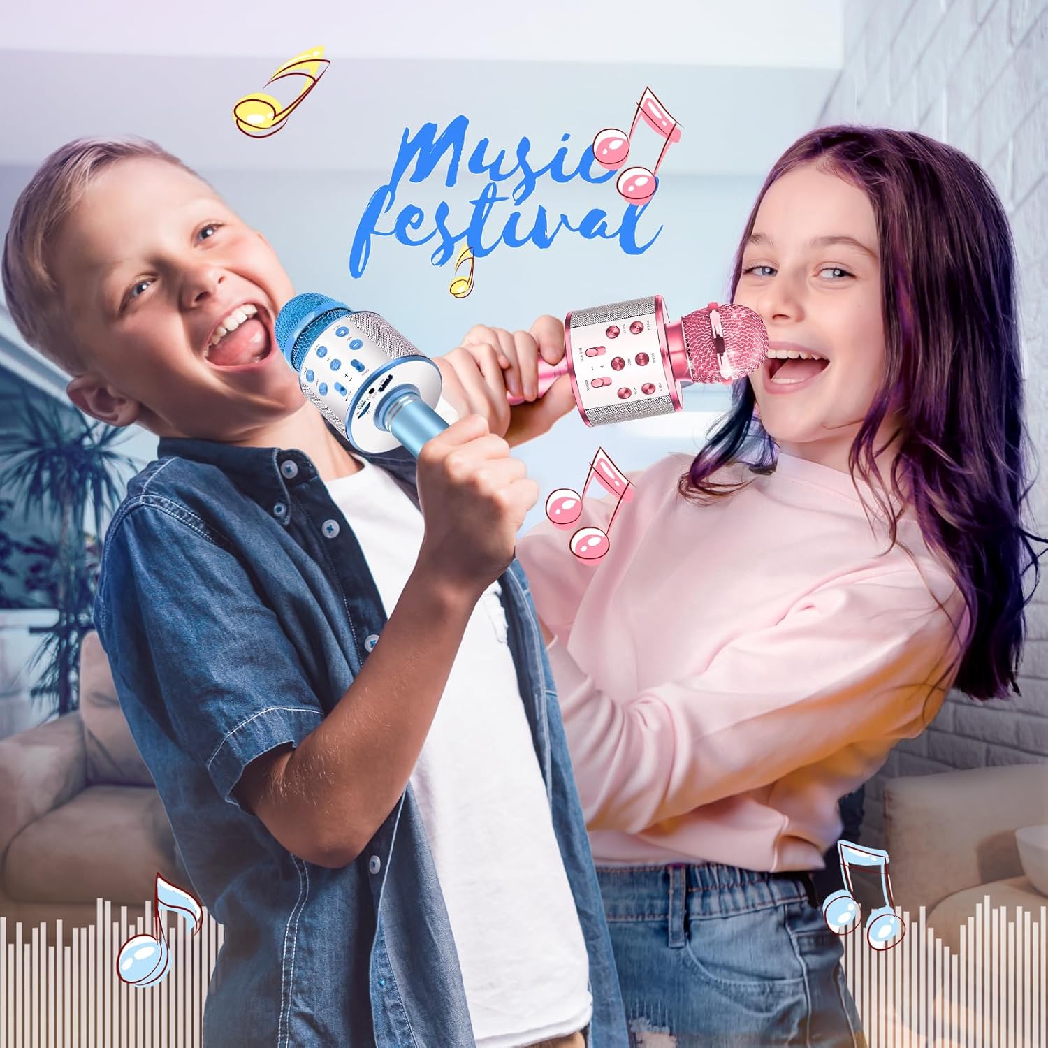 Micrófono de karaoke inalámbrico para niños de 3 a 12 años micrófono para niños de 3, 4, 5, 6, 7, 8, 9, 10-12 años, regalos de cumpleaños, regalos