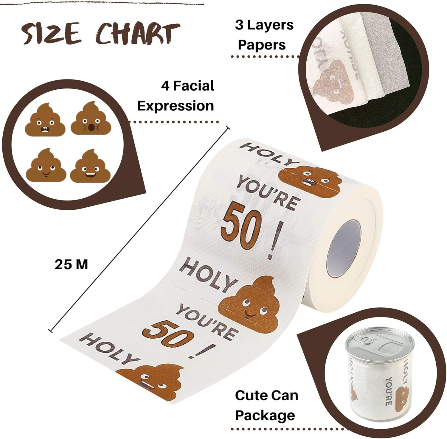 Winoo Design – Papel higiénico divertido de 3 capas para regalo de Feliz cumpleaños para mujeres y hombres