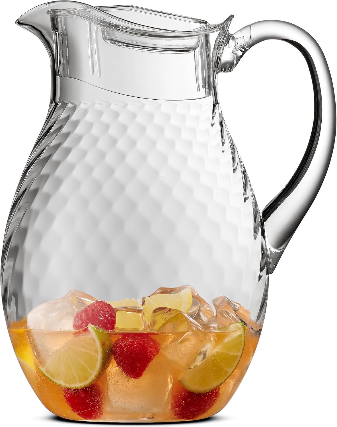 MosJos Jarra acrílica (72 onzas), plástico transparente, jarra de agua con tapa, inastillable, sin BPA, diseño de burbujas transparentes, ideal para