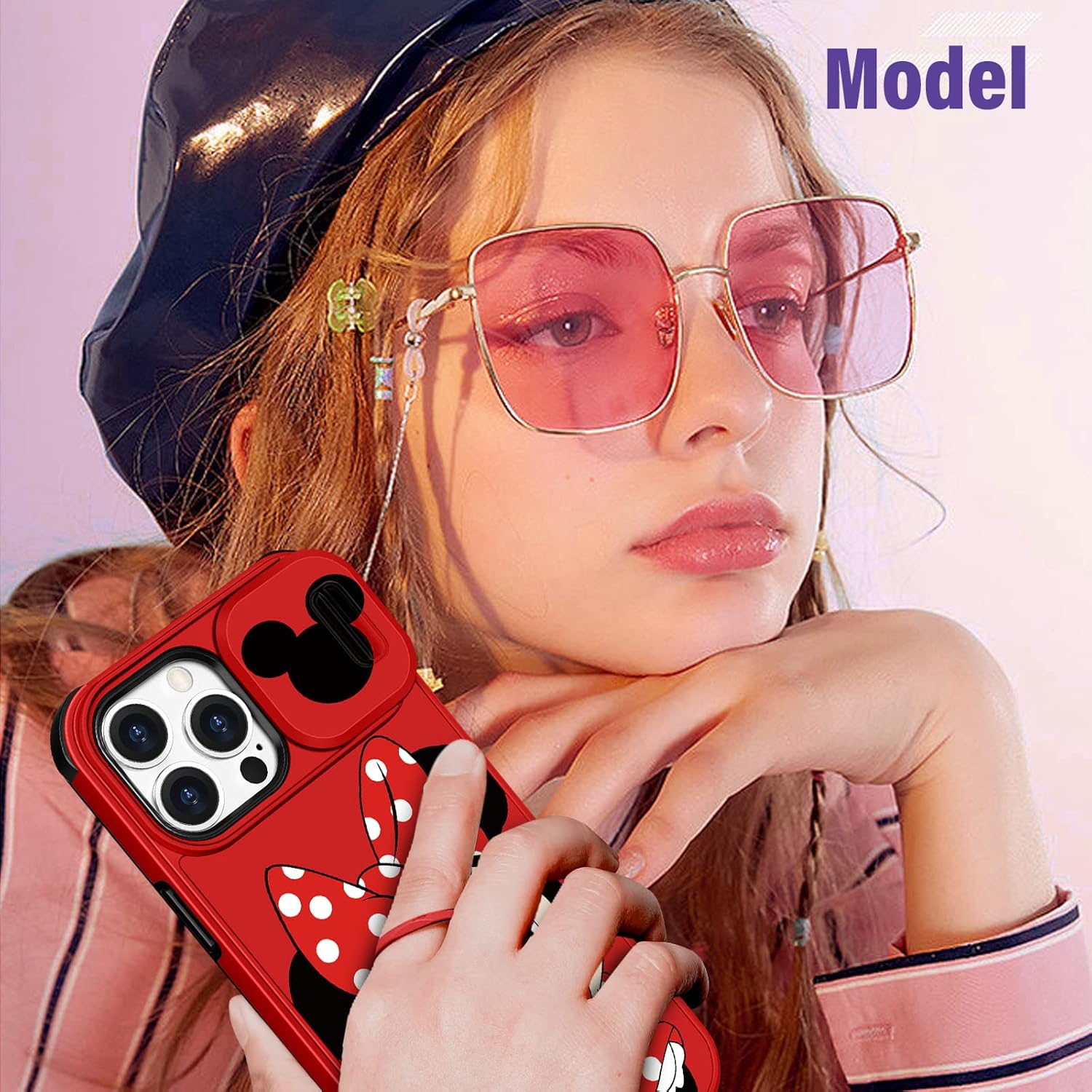 oqpa Funda para iPhone 13 Pro con diseño de dibujos animados para mujer, diseño de dibujos animados para mujeres, con funda para cámara y soporte de
