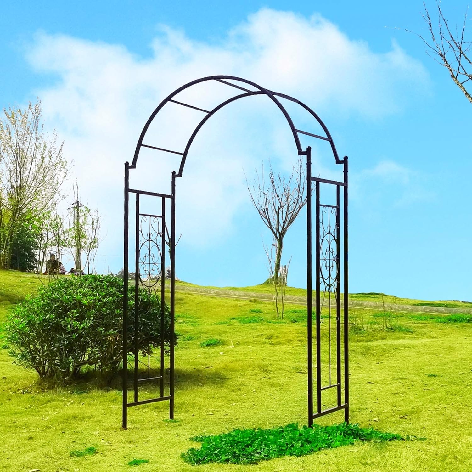 OUTOUR Arco de jardín Arbor Arbour Trellis Archway para plantas trepadoras, rosas, vides, estante de soporte, jardín al aire libre, césped, patio,