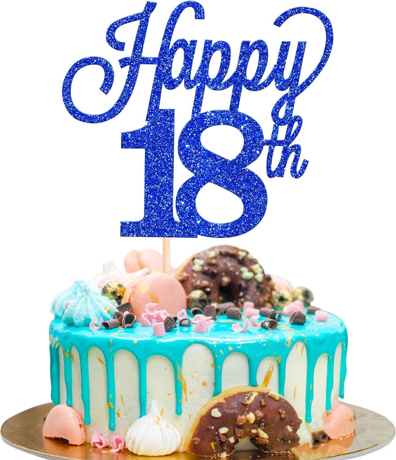 1 paquete de decoración para pastel de feliz 18 años, purpurina negra número 18, 18 cumpleaños, decoración para tartas de cumpleaños de 18 años,