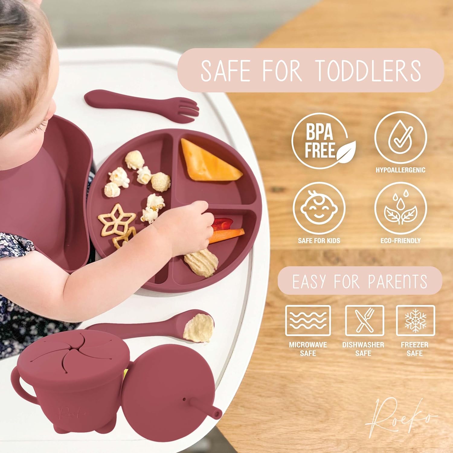 Baby Led Weaning – Set de alimentación de silicona para bebés – Suministros de destete LED para bebés – Utensilios de destete LED para bebés –