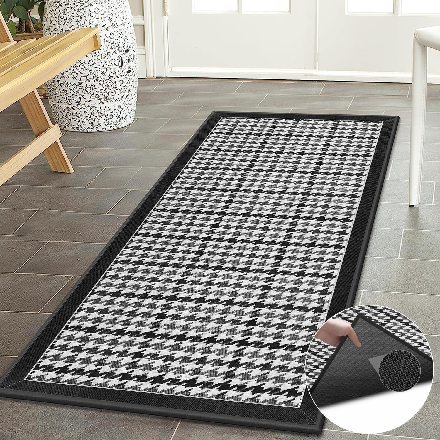 GOYLSER Alfombra de pasillo para cuatro estaciones, alfombra antideslizante con respaldo de goma, fácil de limpiar, alfombra impermeable para