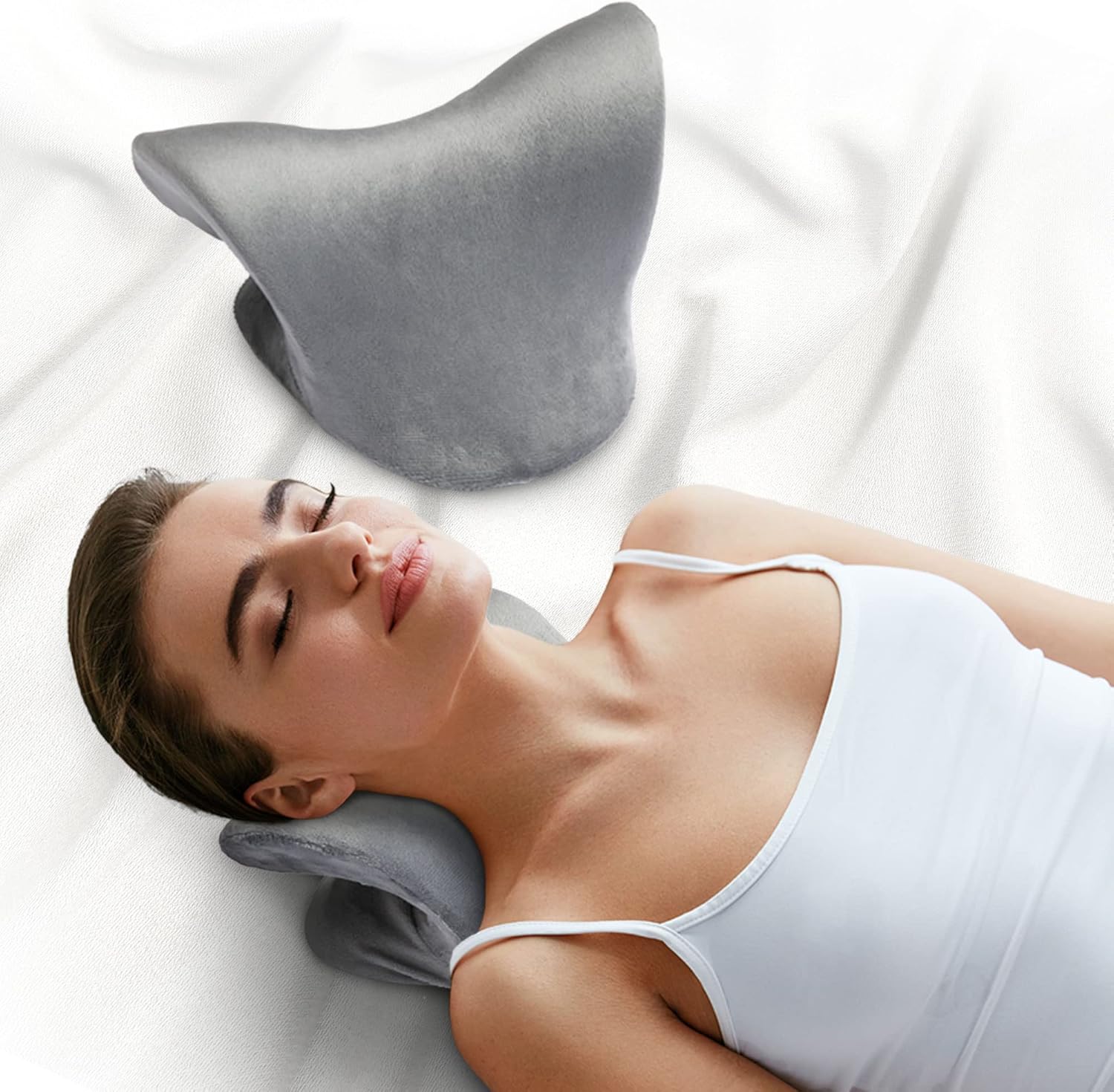 Cheer Collection Relajante de cuello y hombros con funda lavable, almohada estiradora de cuello para aliviar el dolor de cuello y hombros,