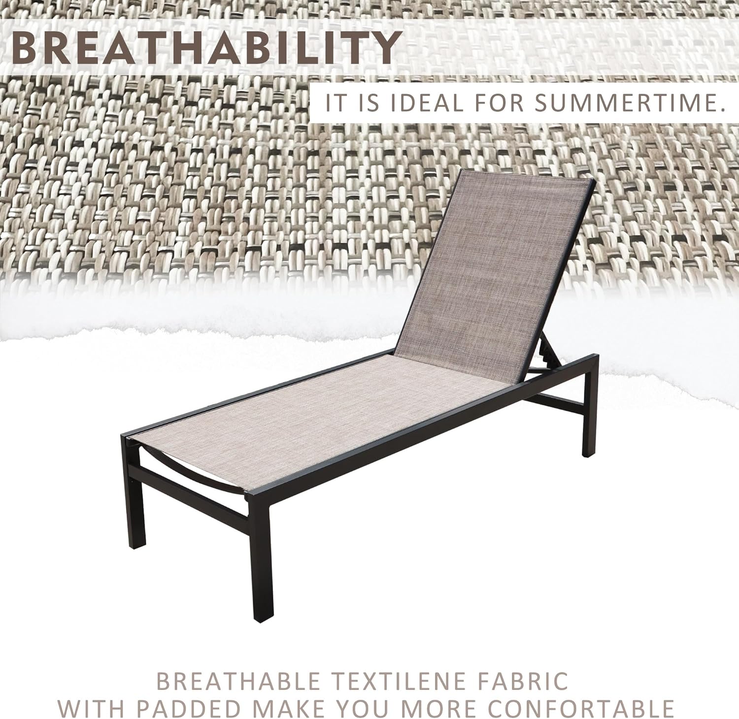 Kozyard Chaise Lounge al aire libre, juego de 1 tumbona de aluminio para exteriores, tumbona plana para piscinas, patio y descanso al aire libre –