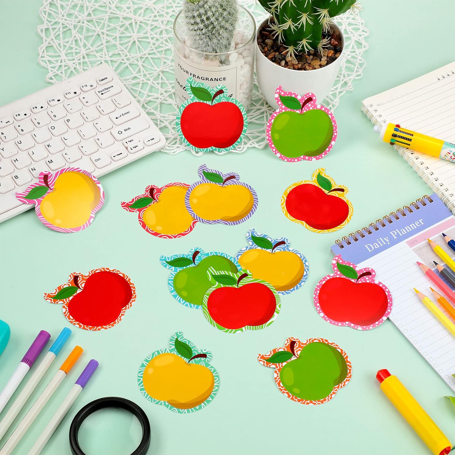 Zonon 90 piezas de recortes de manzana, decoración de tablón de anuncios para oficina, aula, fiesta, tablón de anuncios, pizarra de pared,