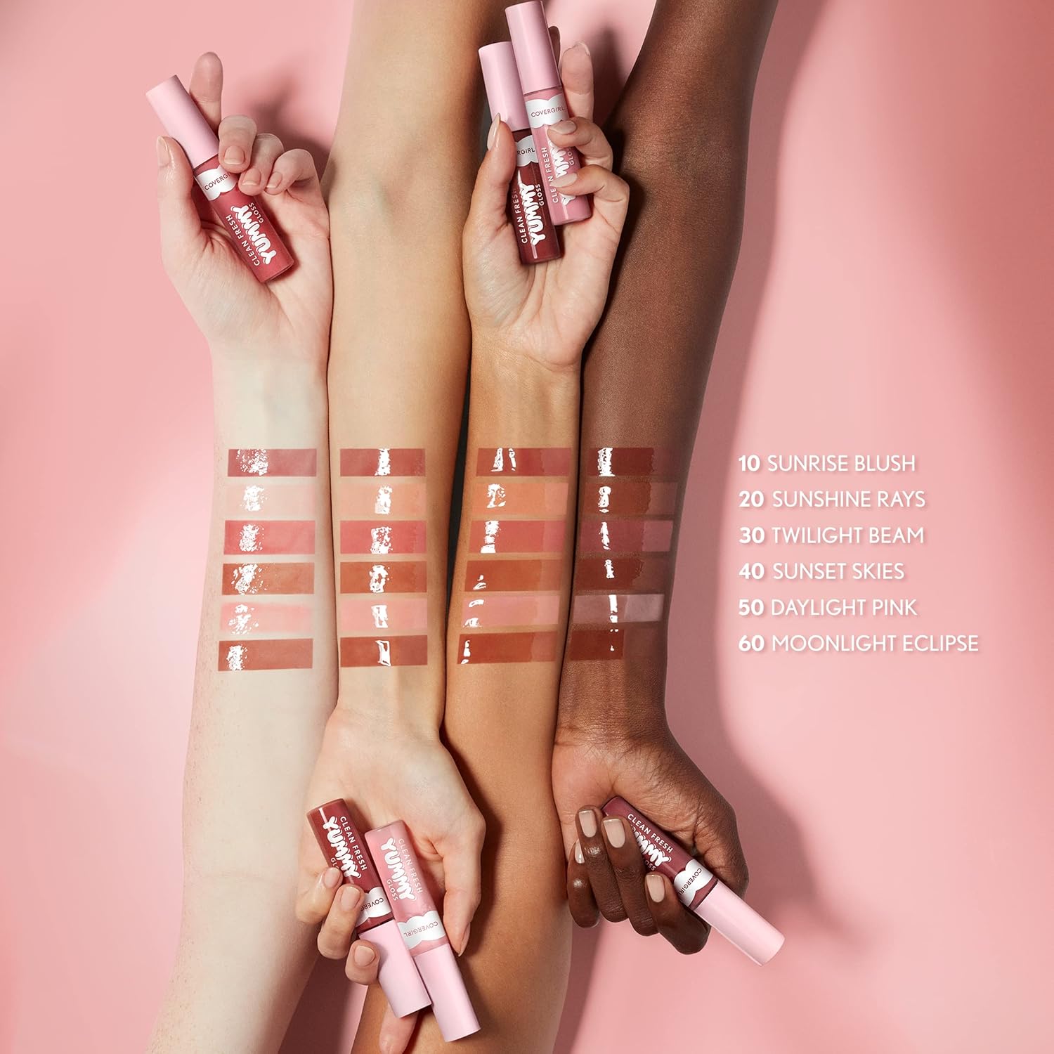 COVERGIRL Clean Fresh Yummy Gloss Daylight Collection Brillo de labios, hidratante, brillo brillante, fórmula vegana, Sunshine Rays 20, 0.33 onzas