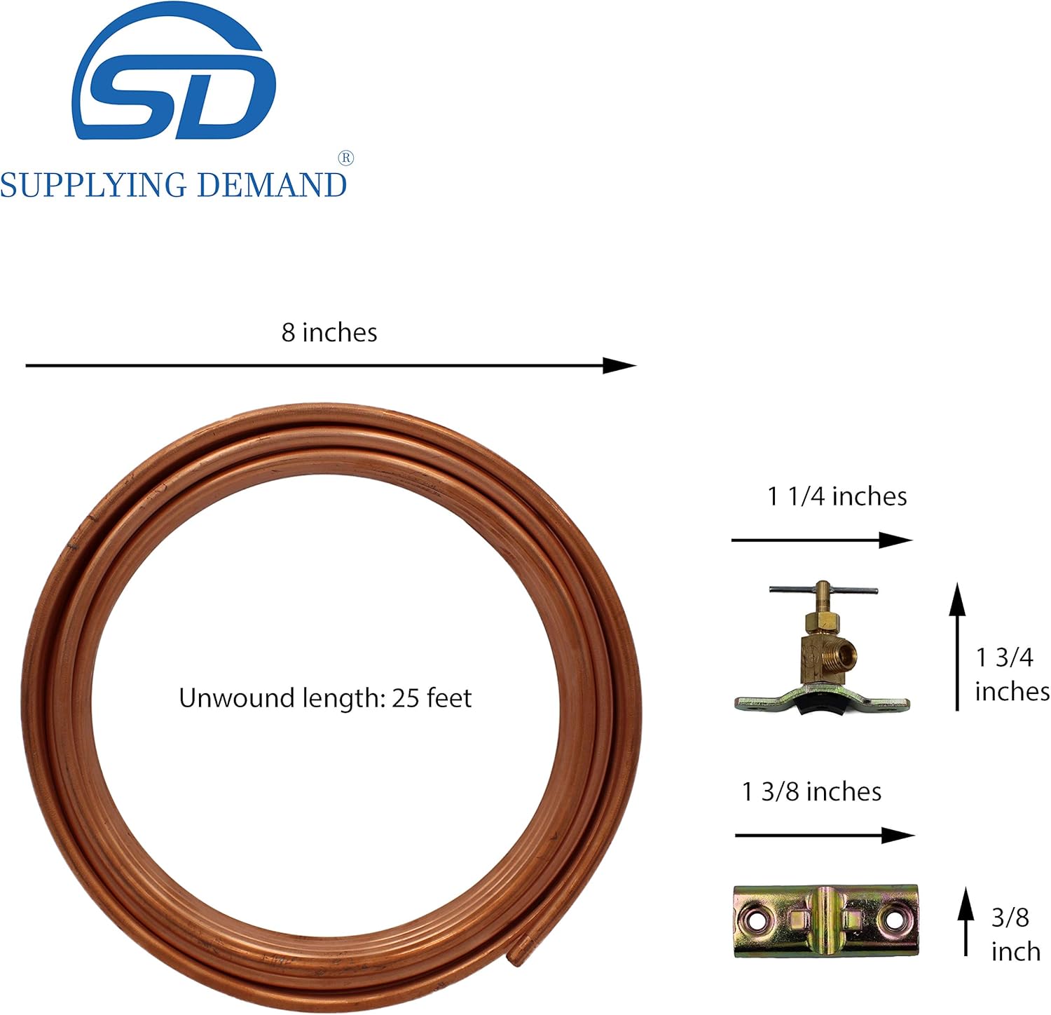 Supplying Demand CIM25 Kit de línea de agua para nevera de cobre de 25 pies