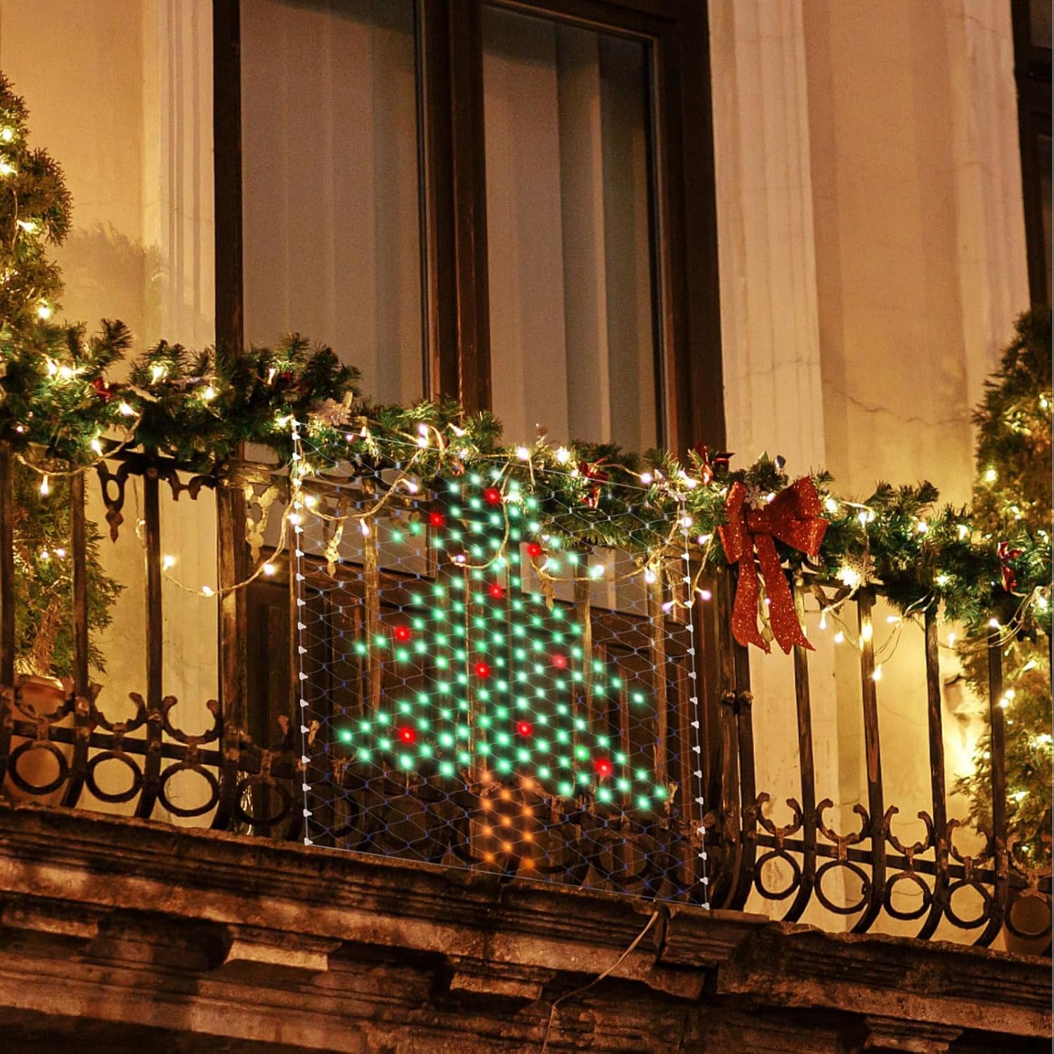 320 luces LED de Navidad para exteriores, luces de red de 3.9 pies x 4.3 pies, 8 modos de decoración de luz LED de Navidad, decoraciones de Navidad