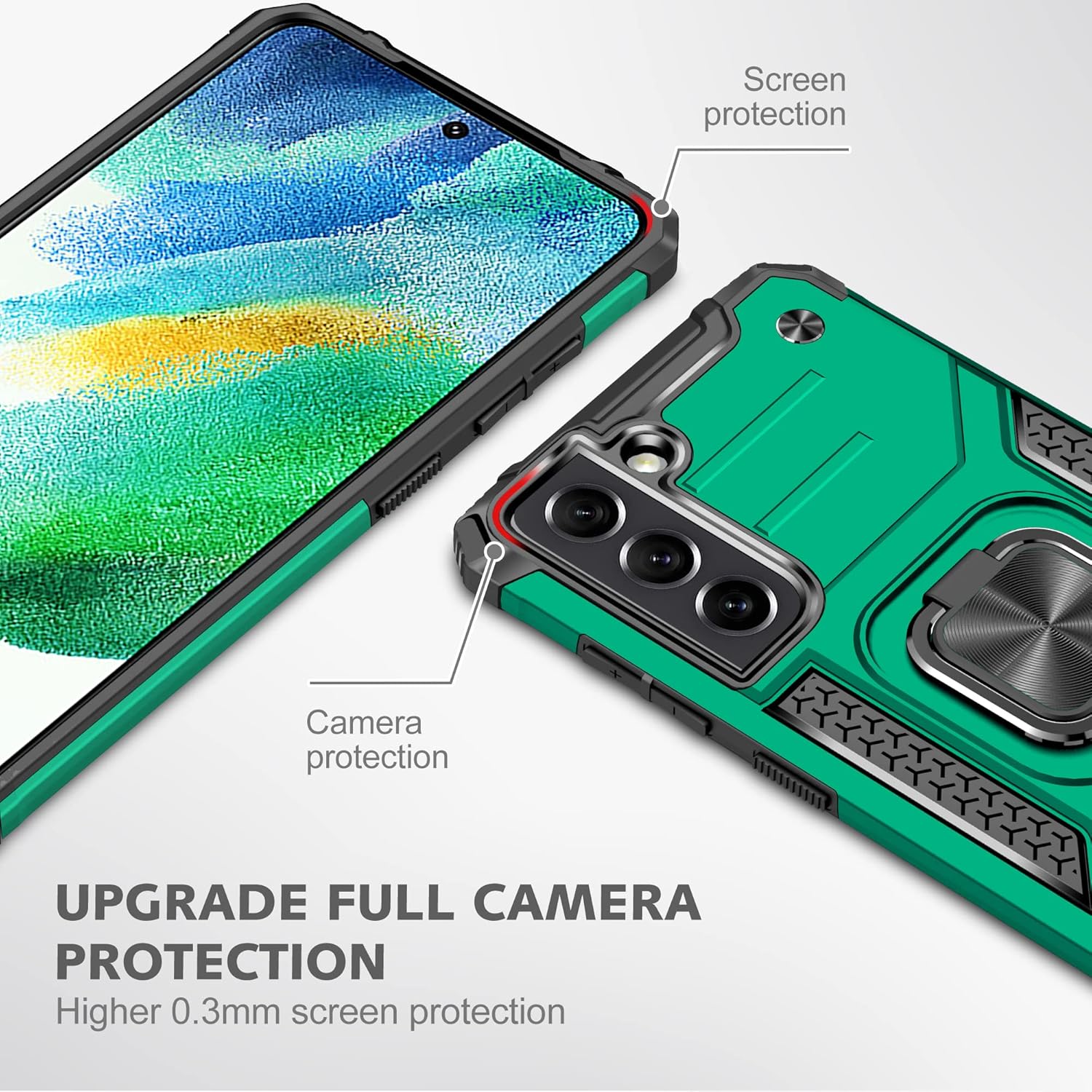 CMYFUTNG Funda para Galaxy S21 Ultra con soporte de anillo, Soporte de anillo giratorio de 360 Funda de teléfono de grado militar a prueba de caídas