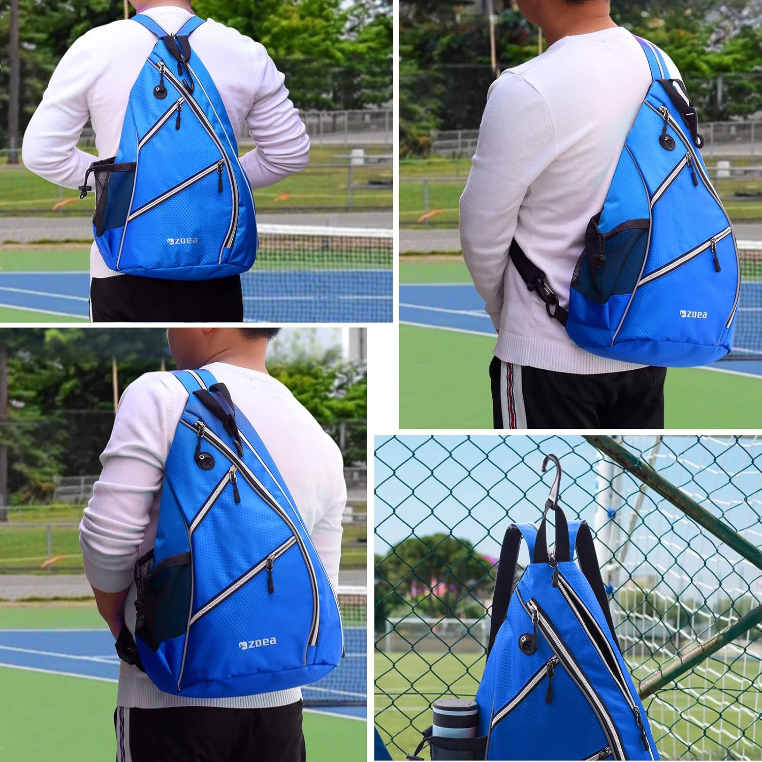 ZOEA Bolsa de pickleball deportiva para mujeres y hombres, mochila ajustable de pickleball con gancho para cerca, se adapta a 4 paletas y todos tus