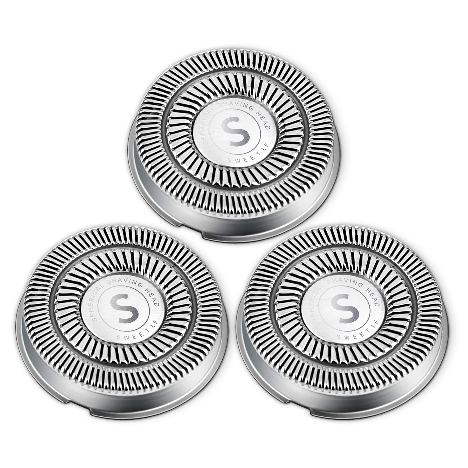 SweetLF 3 piezas de repuesto de cabeza de afeitadora cortadores de cuchilla IPX7 impermeable maquinilla de afeitar eléctrica húmeda y seca 3D para