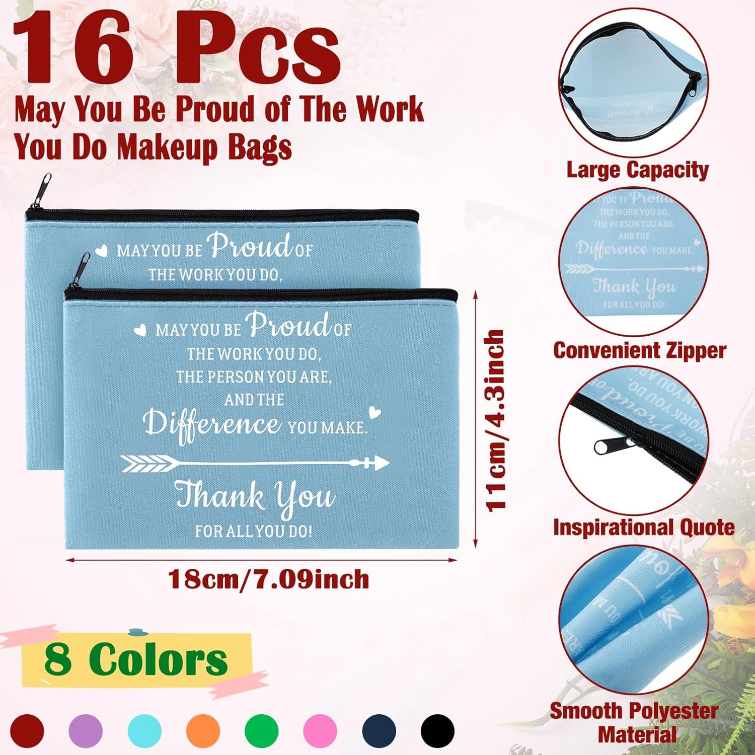 Cholemy 32 bolsas de maquillaje con bolígrafos retráctiles, regalos de agradecimiento para compañeros de trabajo, regalos de agradecimiento con