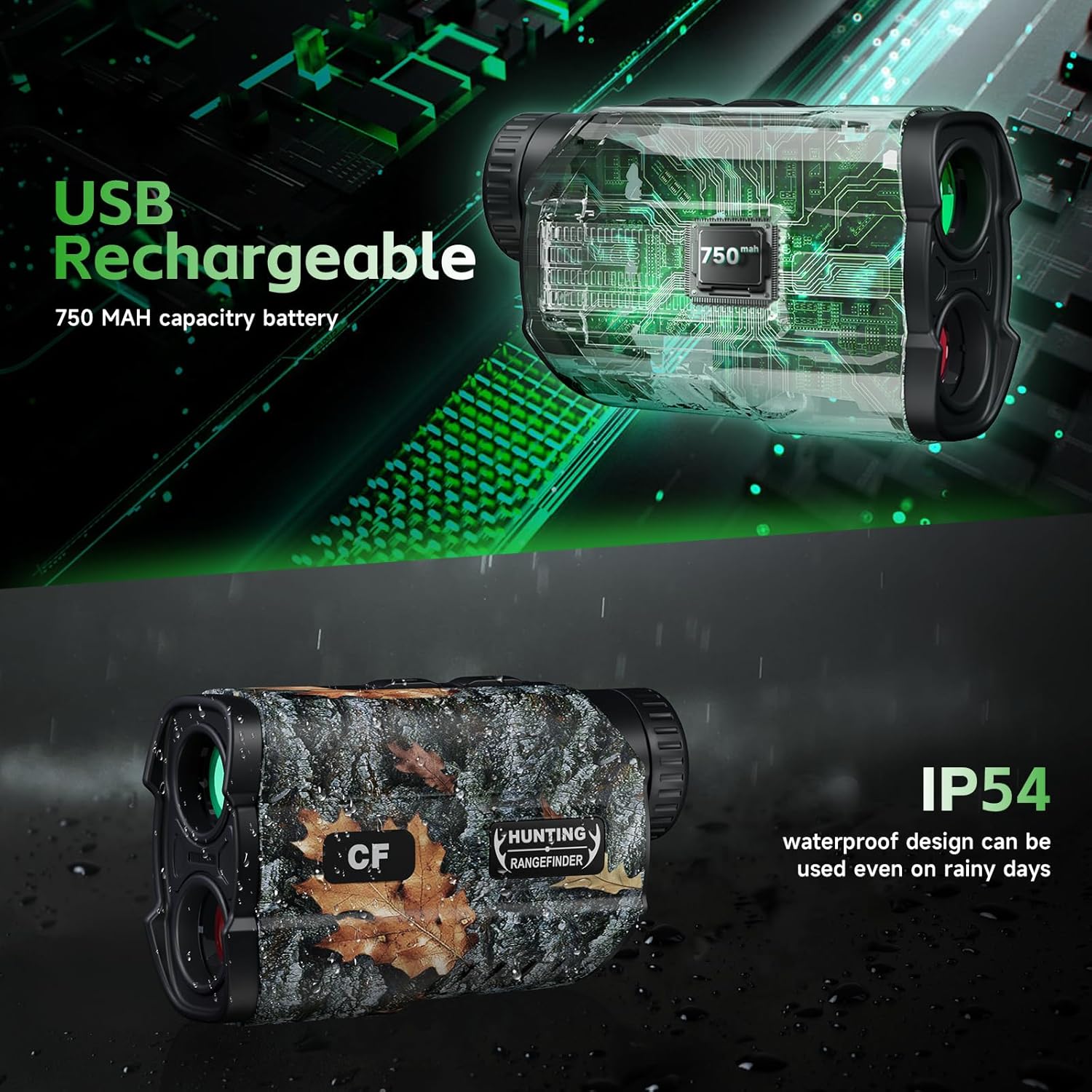GolfHunting Rangefinder 7X Magnification 1200Y Waterproof Rangefinder, Distance Measurement, Multiple Modes, Lightweight, for Hunting, Golf and