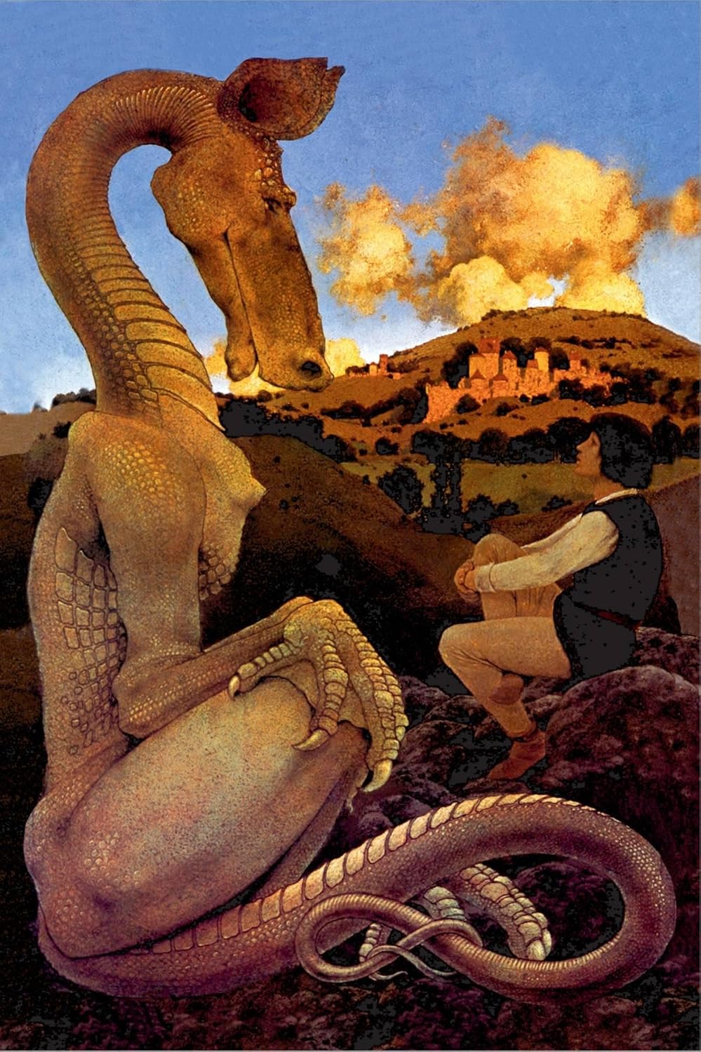 Maxfield Parrish – Lienzo decorativo para pared, diseño de dragón reticente, 16 x 24 pulgadas