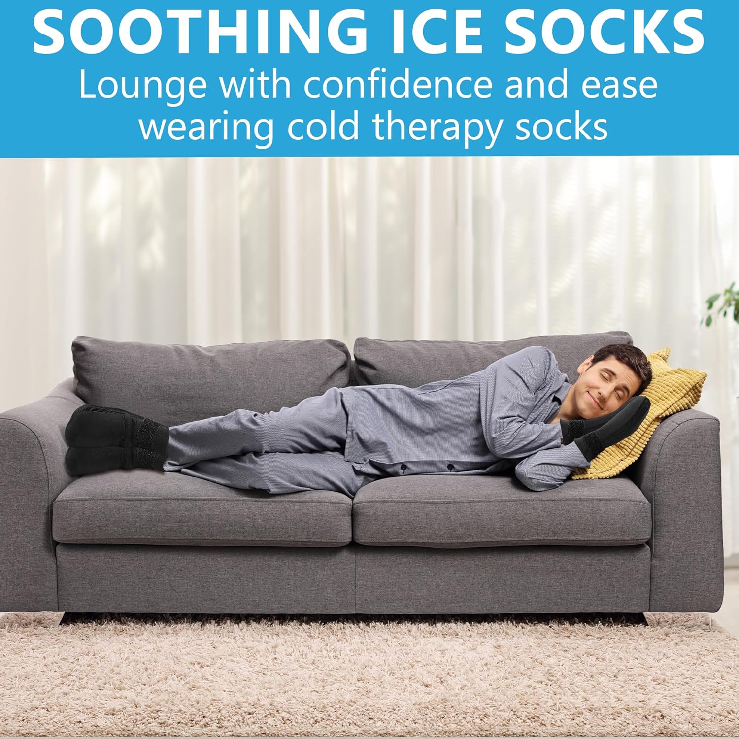 Tilcare – Kit de terapia de frío  Calcetines de gel reutilizables para pies de hielo, gorra fría y guantes de hielo para neuropatía por