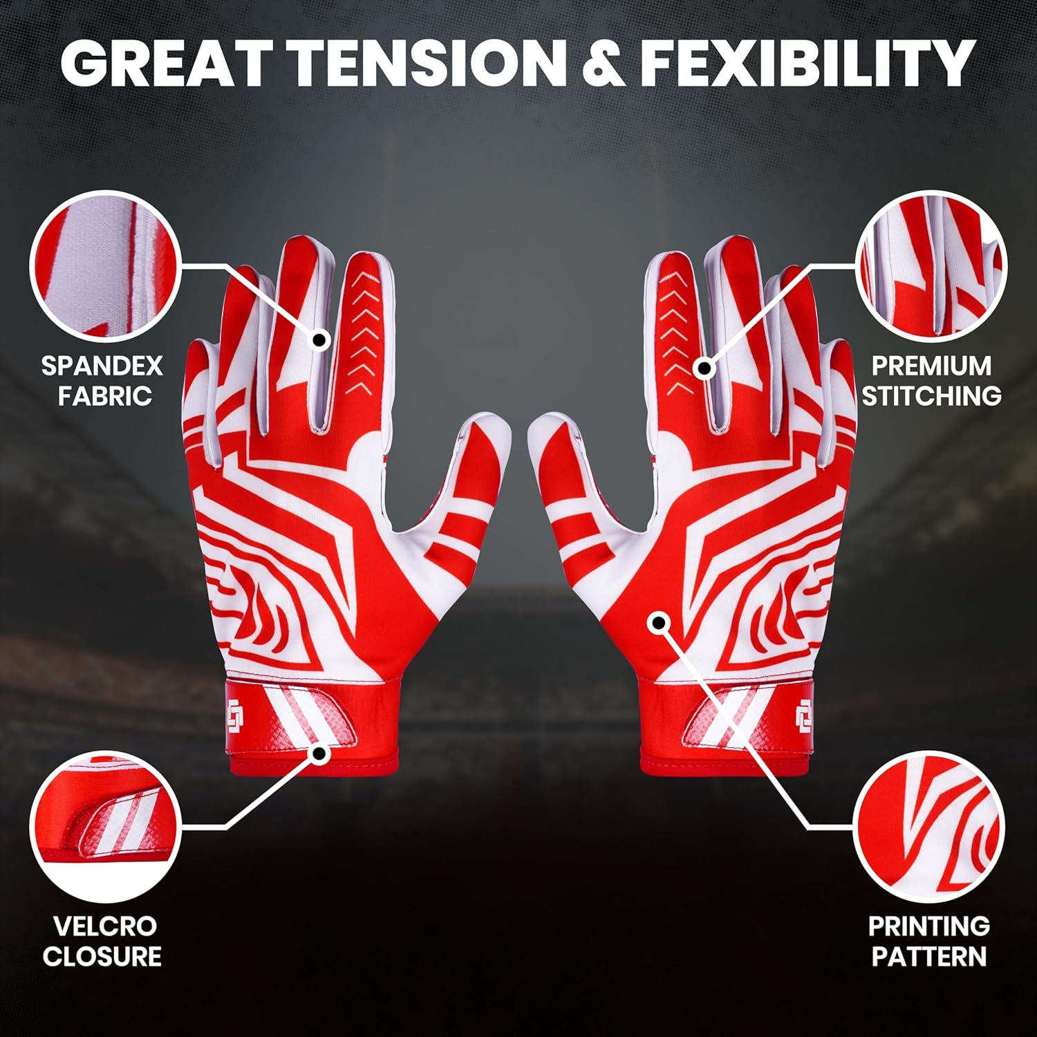 LYRX Guantes profesionales receptores de fútbol con palma de silicona óptima, control de agarre antideslizante, ultra adherente, guantes deportivos