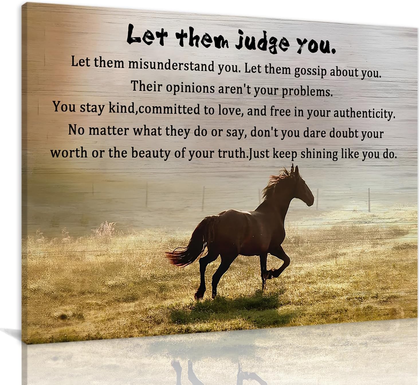 Lienzo impreso para decoración de pared para el hogar y la oficina, Let Them Judge You Quote Horse Canvas Art Print Painting Picture Christian