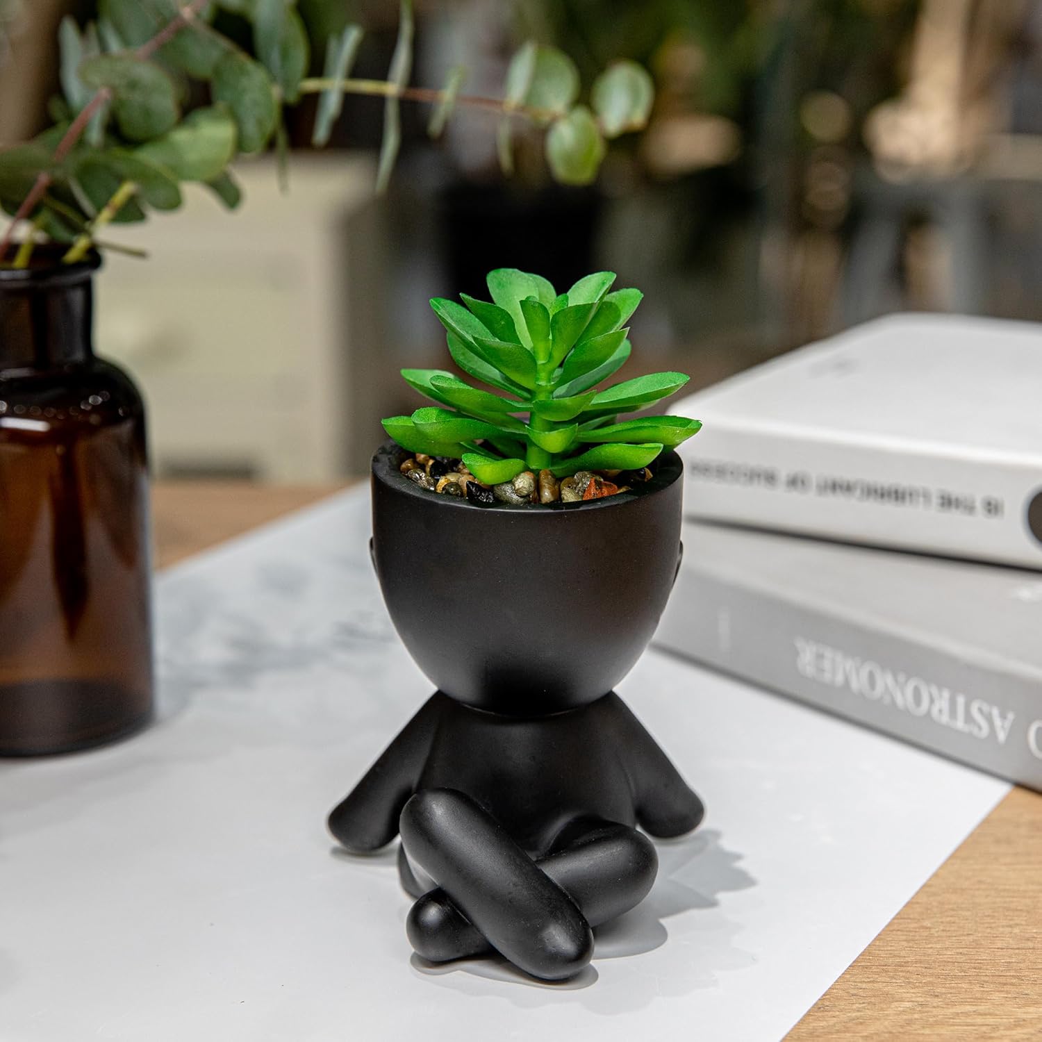 3 piezas de bonitas plantas artificiales para decoración de oficina para mujeres y hombres, decoración estética de escritorio para oficina y hogar,