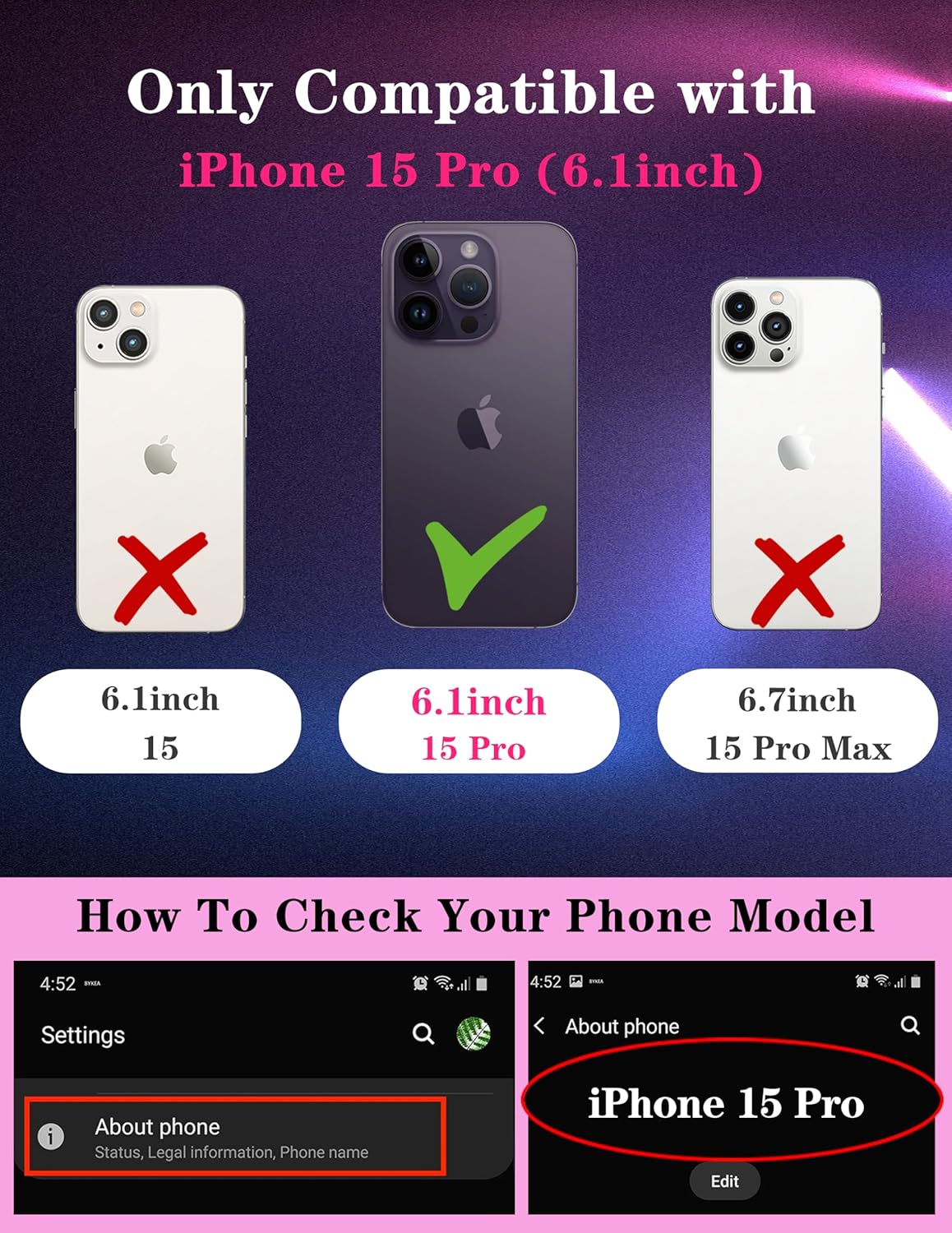 Goocrux Funda 2 en 1 para iPhone 15 Pro para mujeres y niñas, linda funda de teléfono de alienígenas, diseño divertido estético único de universo