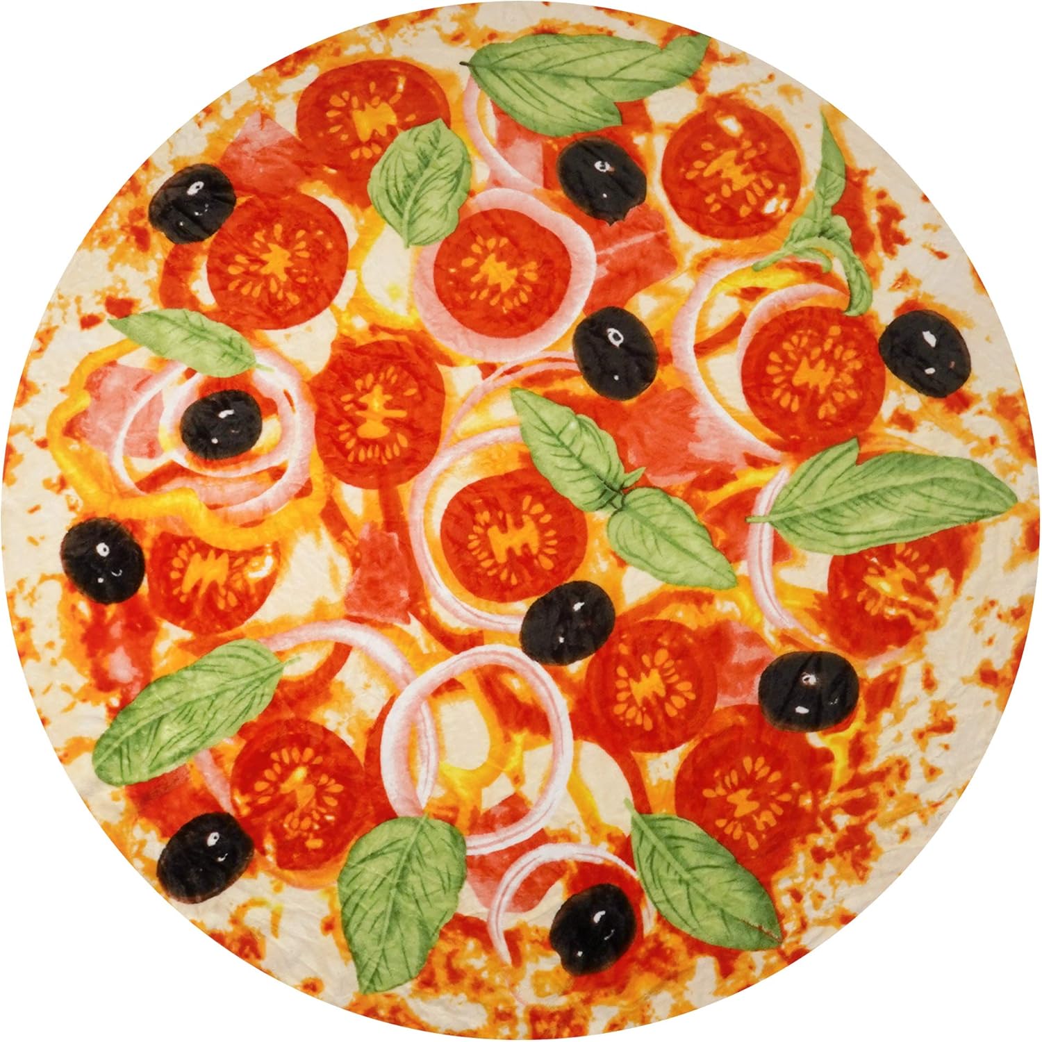 Zulay – Manta de pizza gigante cargada (60 pulgadas), manta de pizza grande para adultos y niños, manta de pizza redonda de franela suave de alta