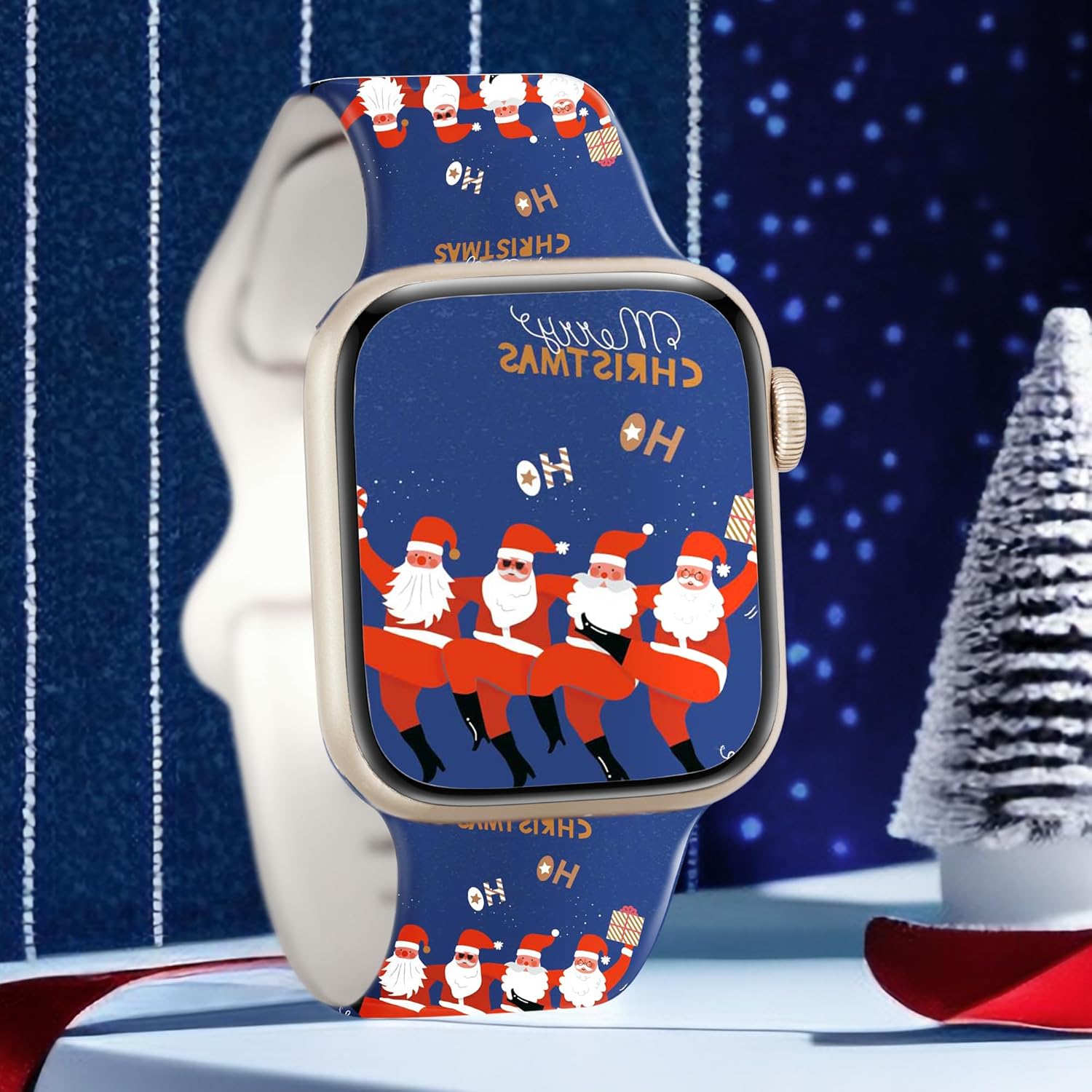 Paquete de 2 correas de Navidad de Halloween compatibles con Apple Watch de 1.614 pulgadas, 1.575 pulgadas, 1.496 pulgadas, correa de silicona de